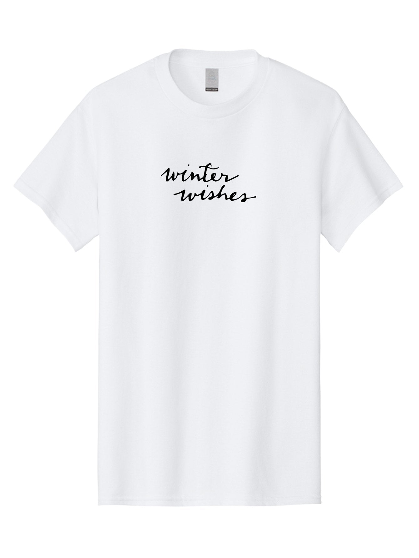 Winter-Wishes-1 Men'S Graphic Tee, 100% Cotton, Comfortable Casual Summer Wear, Machine Washable, Winter Wishes, Festive Greetings, Holiday Season, Winter Season, Cursive Text, Black Text, Winter Wonderland, Season'S Greetings Aab170 15