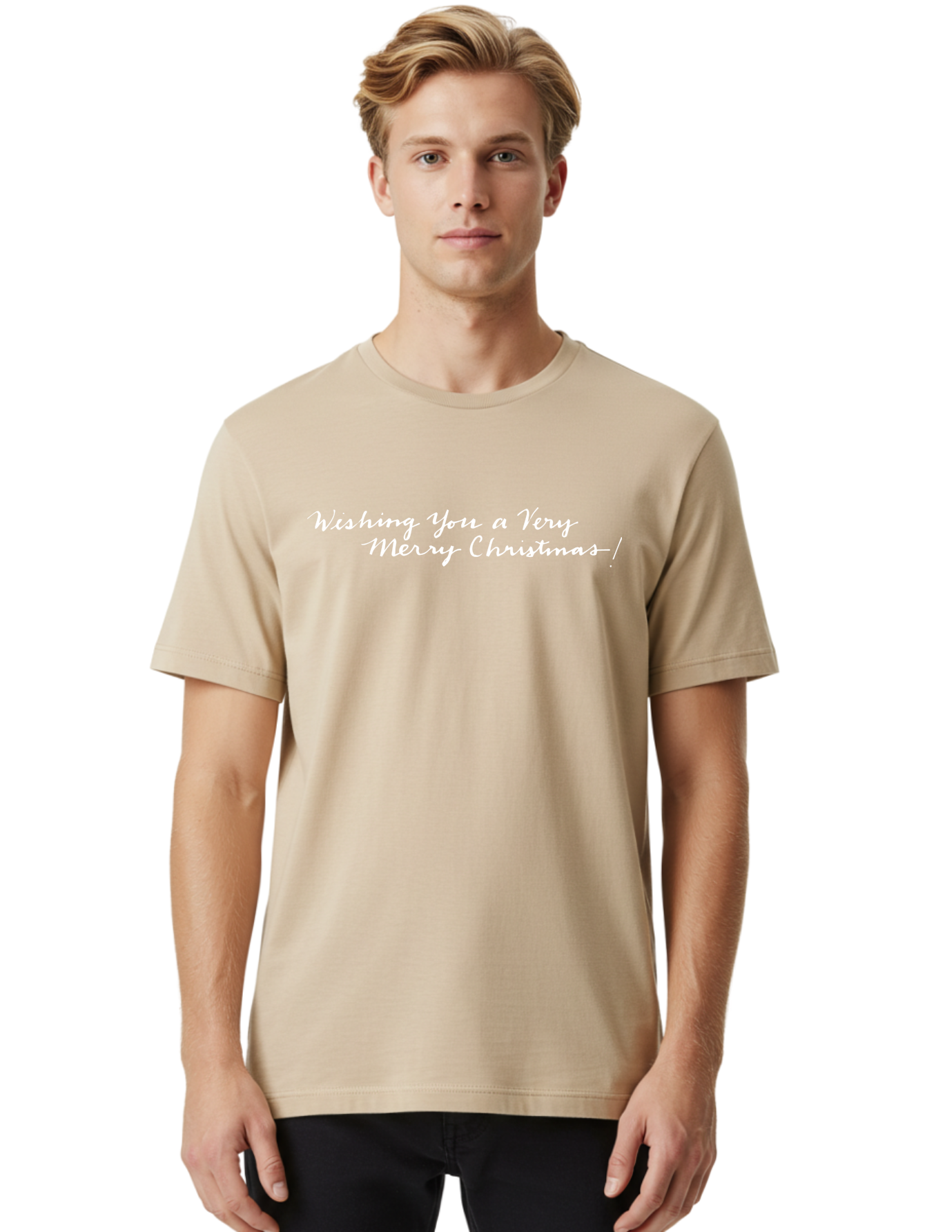 Wishing-You-A-Very-Merry-Christmas Men'S Graphic Tee, 100% Cotton, Comfortable Casual Summer Wear, Machine Washable, Holiday Wishes, Christmas Greeting, Festive Wishes, Merry Christmas Message, Holiday Season, Christmas Card, Aab173 24