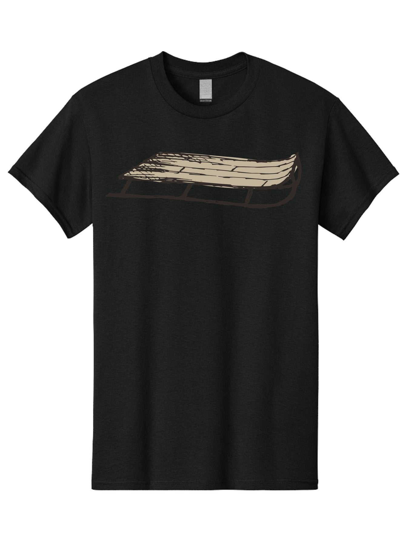 Wooden-Sled Men'S Graphic Tee, 100% Cotton, Comfortable Casual Summer Wear, Machine Washable, Vintage Sled, Wooden Slats, Metal Runners, Winter Fun, Outdoor Play, Cartoon Style, Simple Design, Nostalgic Feel, Retro Illustration, Aab174 6