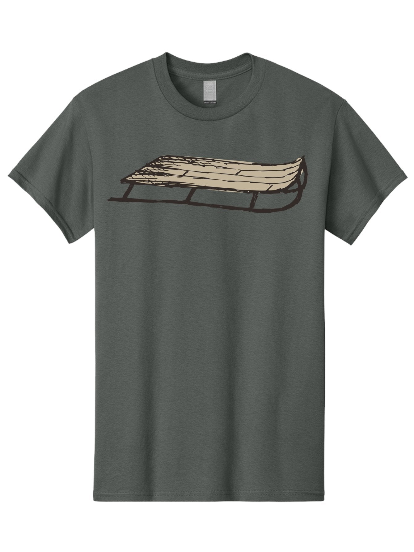 Wooden-Sled Men'S Graphic Tee, 100% Cotton, Comfortable Casual Summer Wear, Machine Washable, Vintage Sled, Wooden Slats, Metal Runners, Winter Fun, Outdoor Play, Cartoon Style, Simple Design, Nostalgic Feel, Retro Illustration, Aab174 7