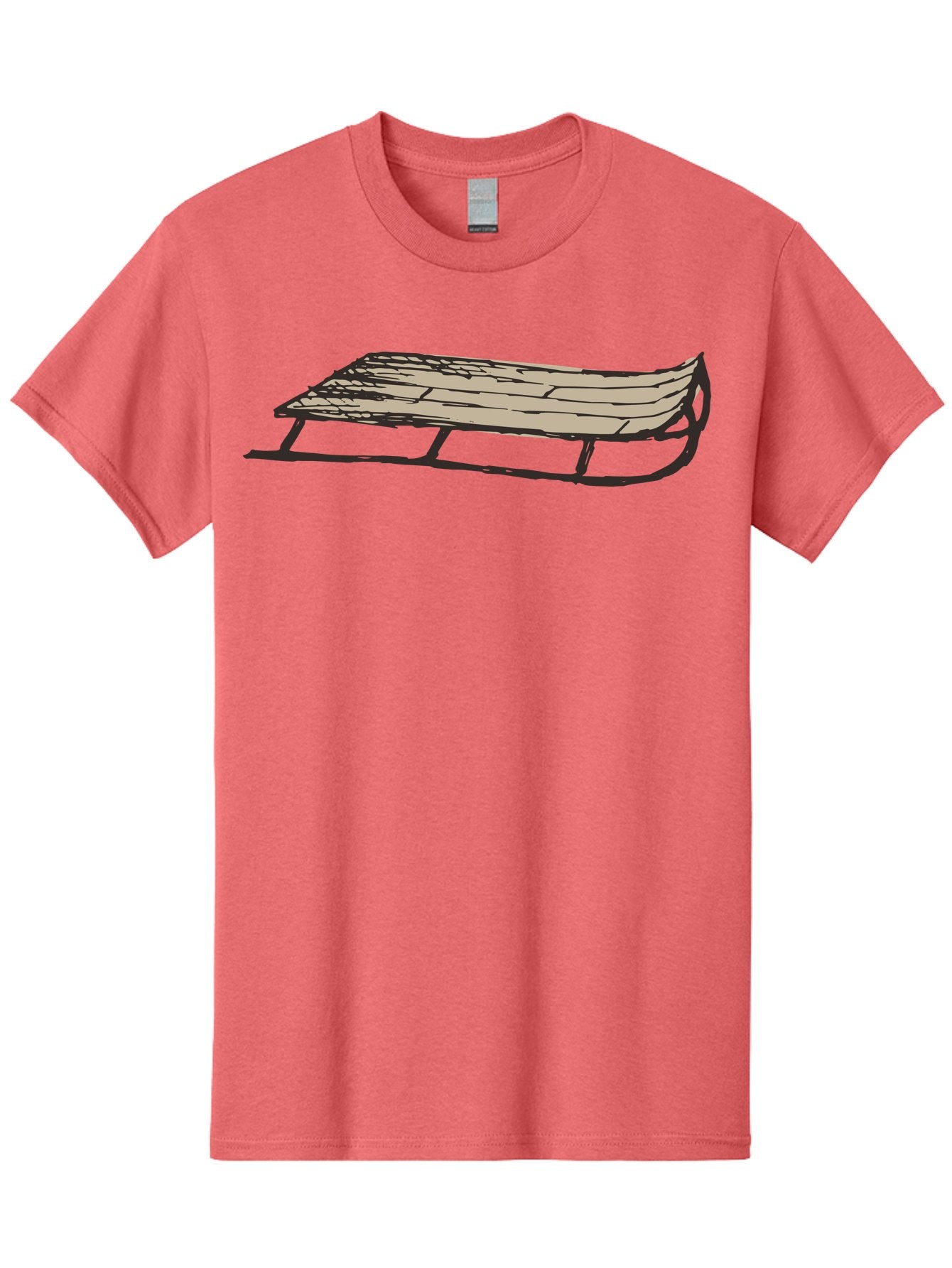 Wooden-Sled Men'S Graphic Tee, 100% Cotton, Comfortable Casual Summer Wear, Machine Washable, Vintage Sled, Wooden Slats, Metal Runners, Winter Fun, Outdoor Play, Cartoon Style, Simple Design, Nostalgic Feel, Retro Illustration, Aab174 11