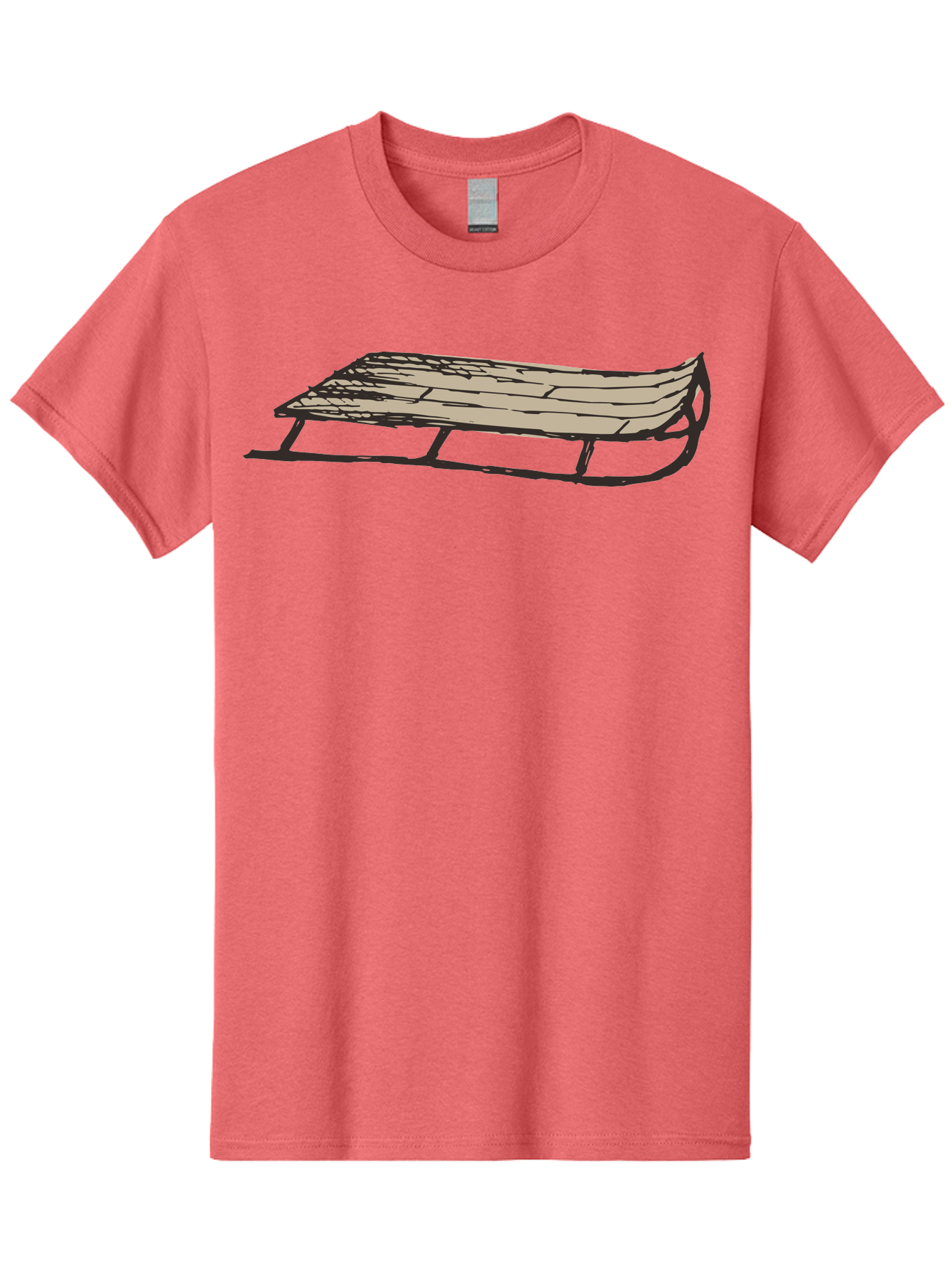 Wooden-Sled Men'S Graphic Tee, 100% Cotton, Comfortable Casual Summer Wear, Machine Washable, Vintage Sled, Wooden Slats, Metal Runners, Winter Fun, Outdoor Play, Cartoon Style, Simple Design, Nostalgic Feel, Retro Illustration, Aab174 5
