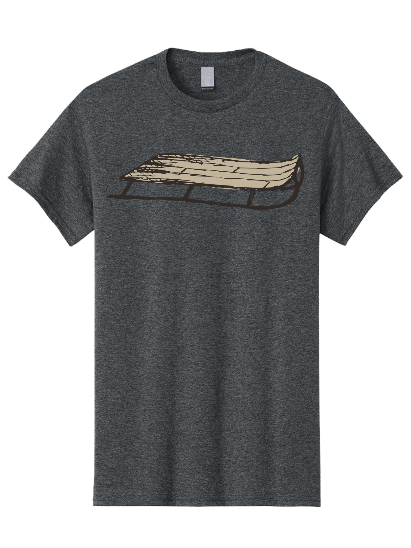 Wooden-Sled Men'S Graphic Tee, 100% Cotton, Comfortable Casual Summer Wear, Machine Washable, Vintage Sled, Wooden Slats, Metal Runners, Winter Fun, Outdoor Play, Cartoon Style, Simple Design, Nostalgic Feel, Retro Illustration, Aab174 12