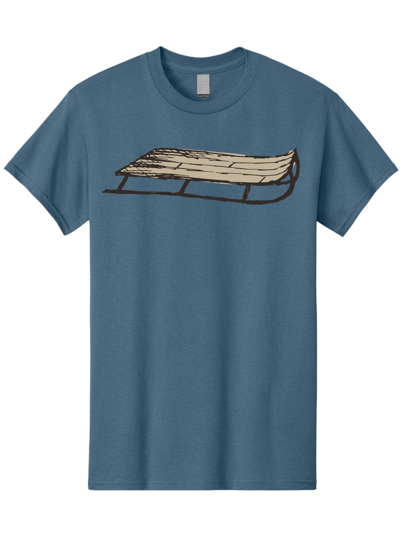 Wooden-Sled Men'S Graphic Tee, 100% Cotton, Comfortable Casual Summer Wear, Machine Washable, Vintage Sled, Wooden Slats, Metal Runners, Winter Fun, Outdoor Play, Cartoon Style, Simple Design, Nostalgic Feel, Retro Illustration, Aab174 15