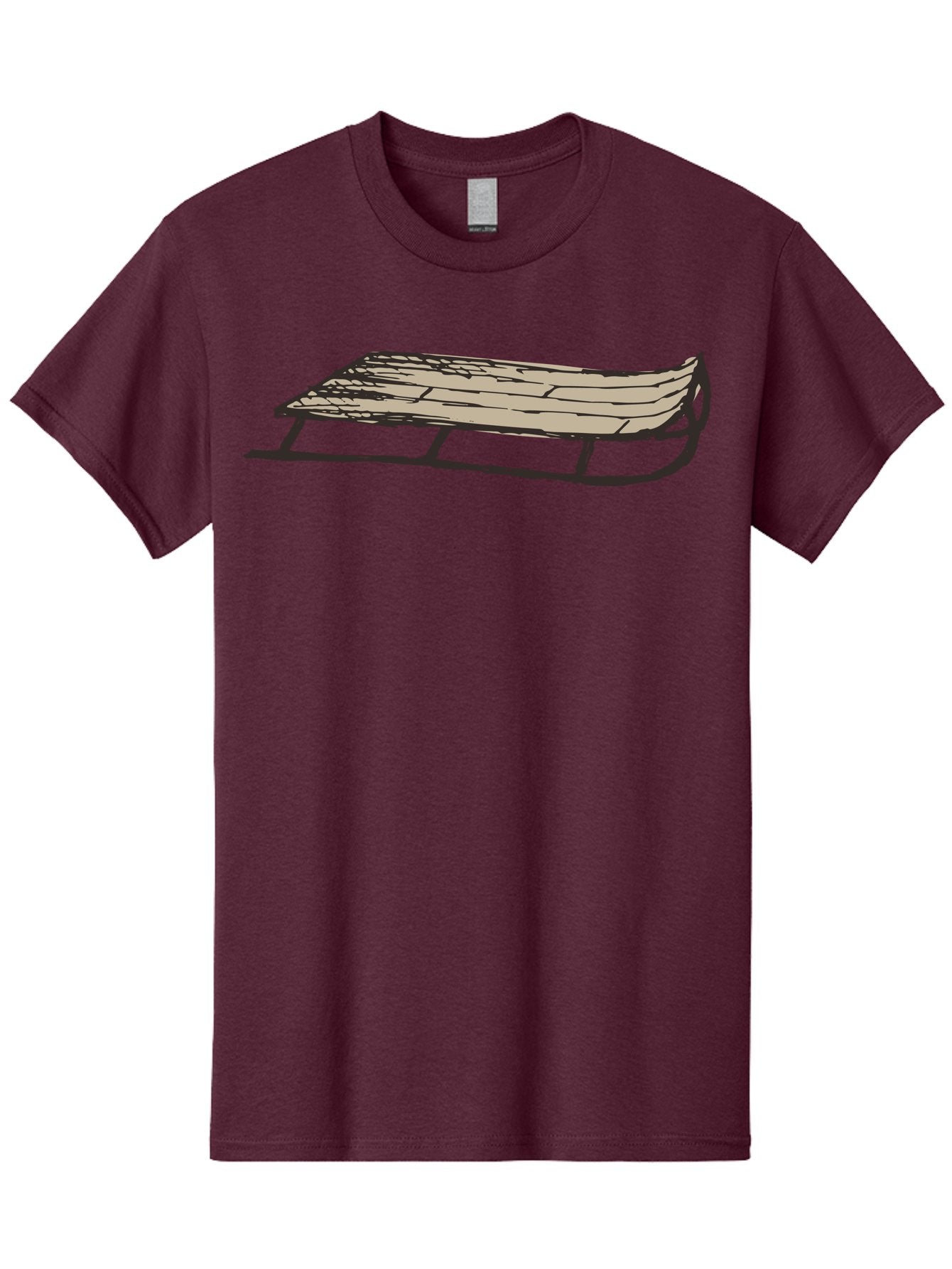 Wooden-Sled Men'S Graphic Tee, 100% Cotton, Comfortable Casual Summer Wear, Machine Washable, Vintage Sled, Wooden Slats, Metal Runners, Winter Fun, Outdoor Play, Cartoon Style, Simple Design, Nostalgic Feel, Retro Illustration, Aab174