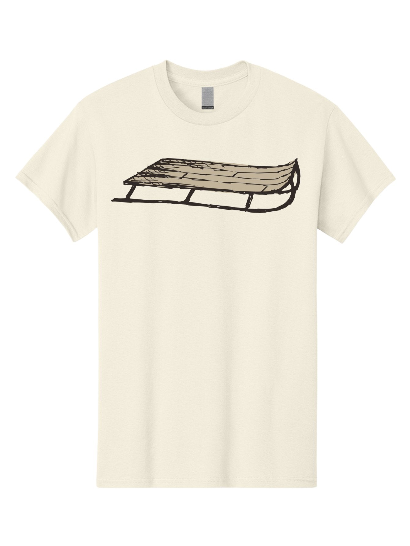 Wooden-Sled Men'S Graphic Tee, 100% Cotton, Comfortable Casual Summer Wear, Machine Washable, Vintage Sled, Wooden Slats, Metal Runners, Winter Fun, Outdoor Play, Cartoon Style, Simple Design, Nostalgic Feel, Retro Illustration, Aab174 13