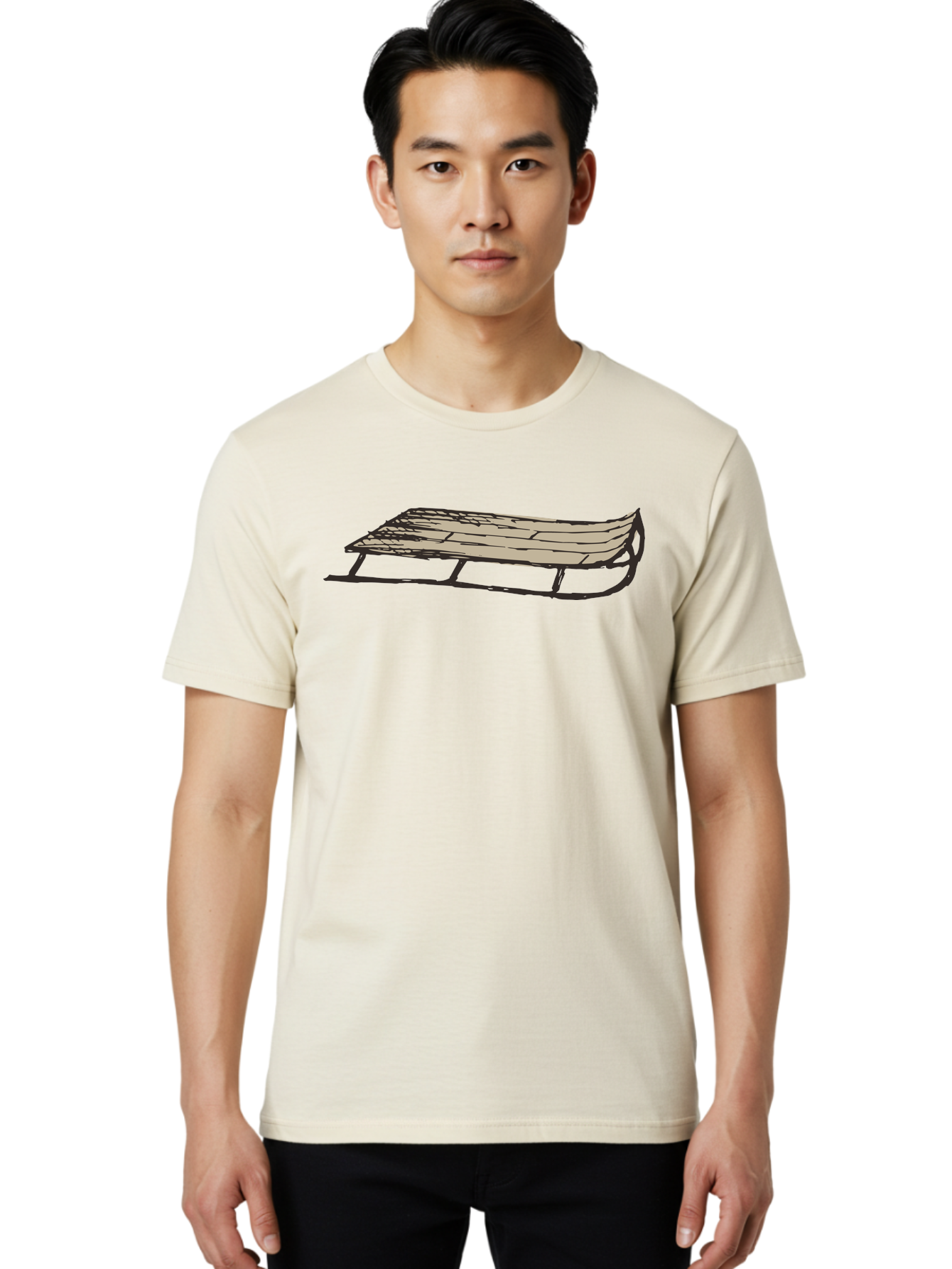 Wooden-Sled Men'S Graphic Tee, 100% Cotton, Comfortable Casual Summer Wear, Machine Washable, Vintage Sled, Wooden Slats, Metal Runners, Winter Fun, Outdoor Play, Cartoon Style, Simple Design, Nostalgic Feel, Retro Illustration, Aab174 18