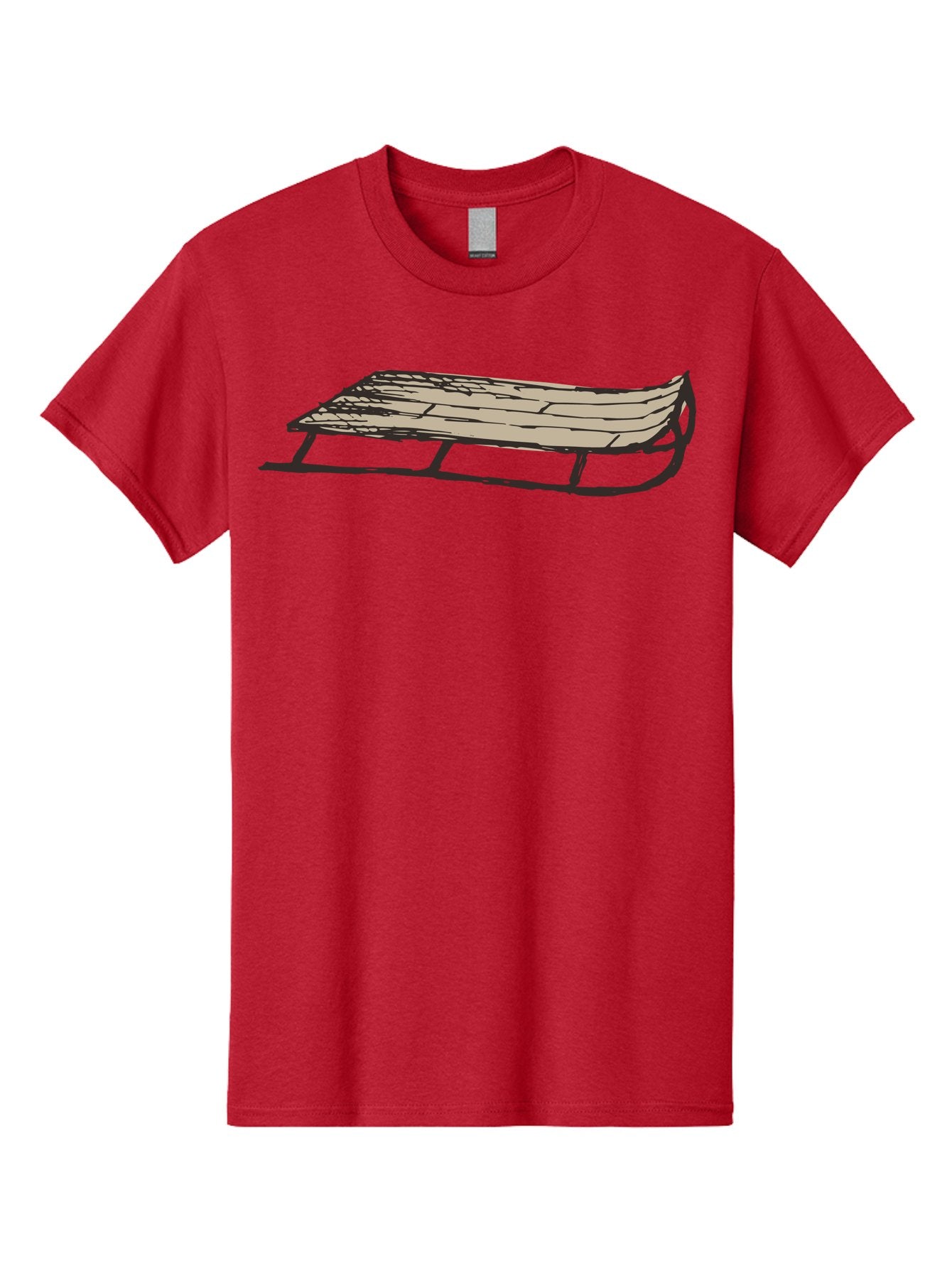 Wooden-Sled Men'S Graphic Tee, 100% Cotton, Comfortable Casual Summer Wear, Machine Washable, Vintage Sled, Wooden Slats, Metal Runners, Winter Fun, Outdoor Play, Cartoon Style, Simple Design, Nostalgic Feel, Retro Illustration, Aab174 5