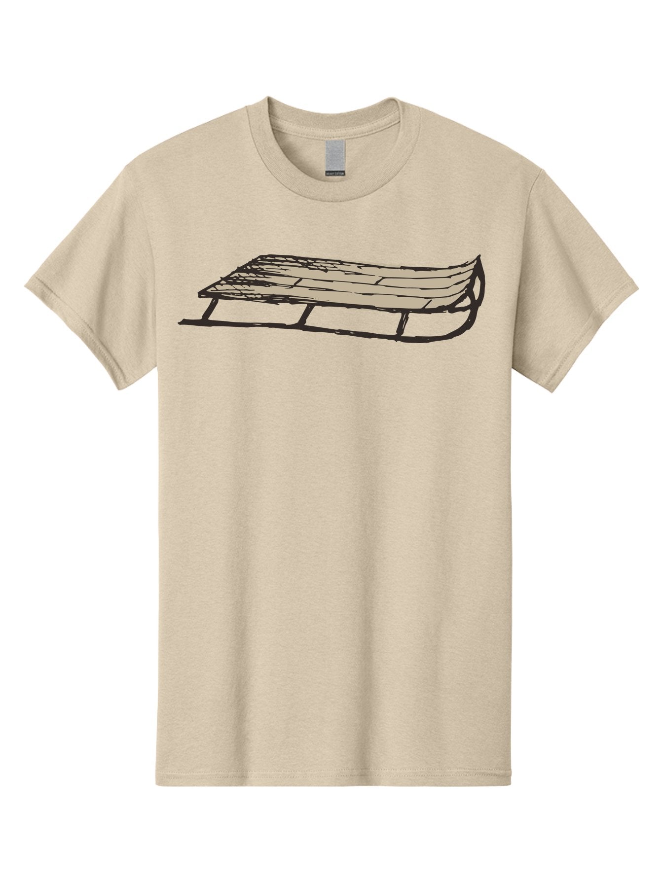 Wooden-Sled Men'S Graphic Tee, 100% Cotton, Comfortable Casual Summer Wear, Machine Washable, Vintage Sled, Wooden Slats, Metal Runners, Winter Fun, Outdoor Play, Cartoon Style, Simple Design, Nostalgic Feel, Retro Illustration, Aab174 8