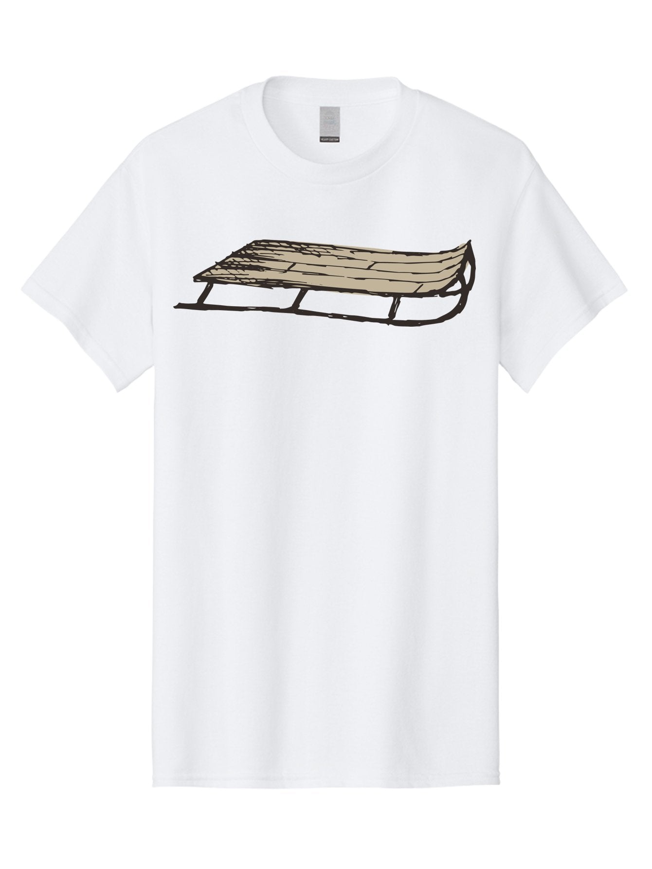 Wooden-Sled Men'S Graphic Tee, 100% Cotton, Comfortable Casual Summer Wear, Machine Washable, Vintage Sled, Wooden Slats, Metal Runners, Winter Fun, Outdoor Play, Cartoon Style, Simple Design, Nostalgic Feel, Retro Illustration, Aab174 9