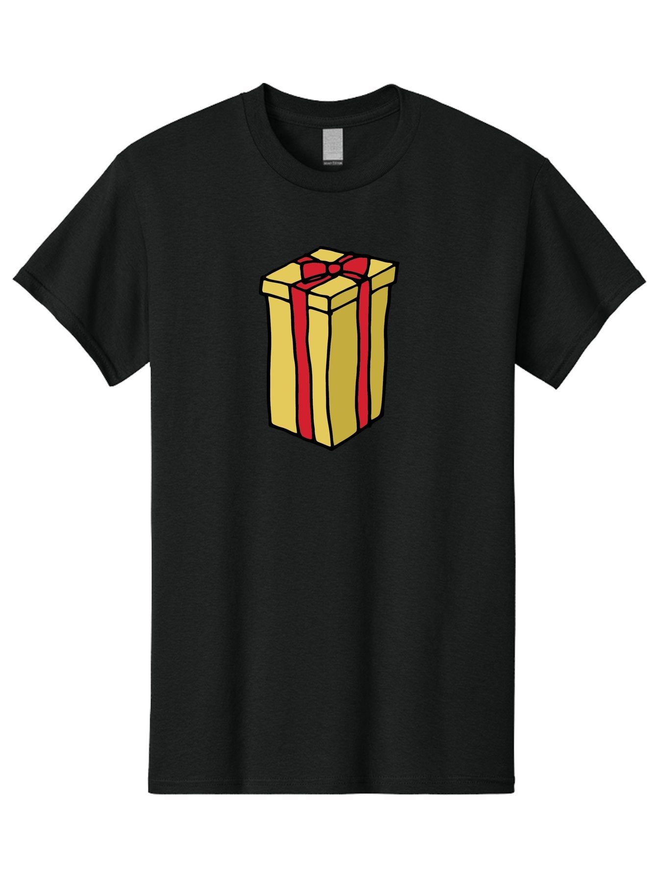Wrapped-Gift-Box Men'S Graphic Tee, 100% Cotton, Comfortable Casual Summer Wear, Machine Washable, Gift Box, Wrapped Present, Red Ribbon, Gold Wrapping, Present, Gift, Holiday Gift, Birthday Present, Celebration Gift Aab175