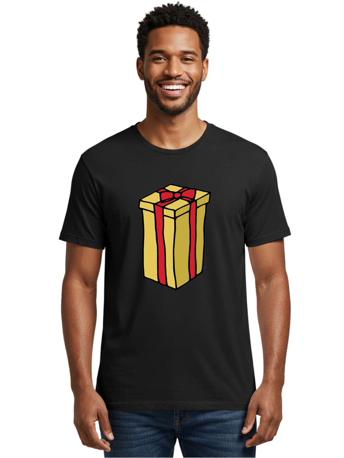 Wrapped-Gift-Box Men'S Graphic Tee, 100% Cotton, Comfortable Casual Summer Wear, Machine Washable, Gift Box, Wrapped Present, Red Ribbon, Gold Wrapping, Present, Gift, Holiday Gift, Birthday Present, Celebration Gift Aab175 20