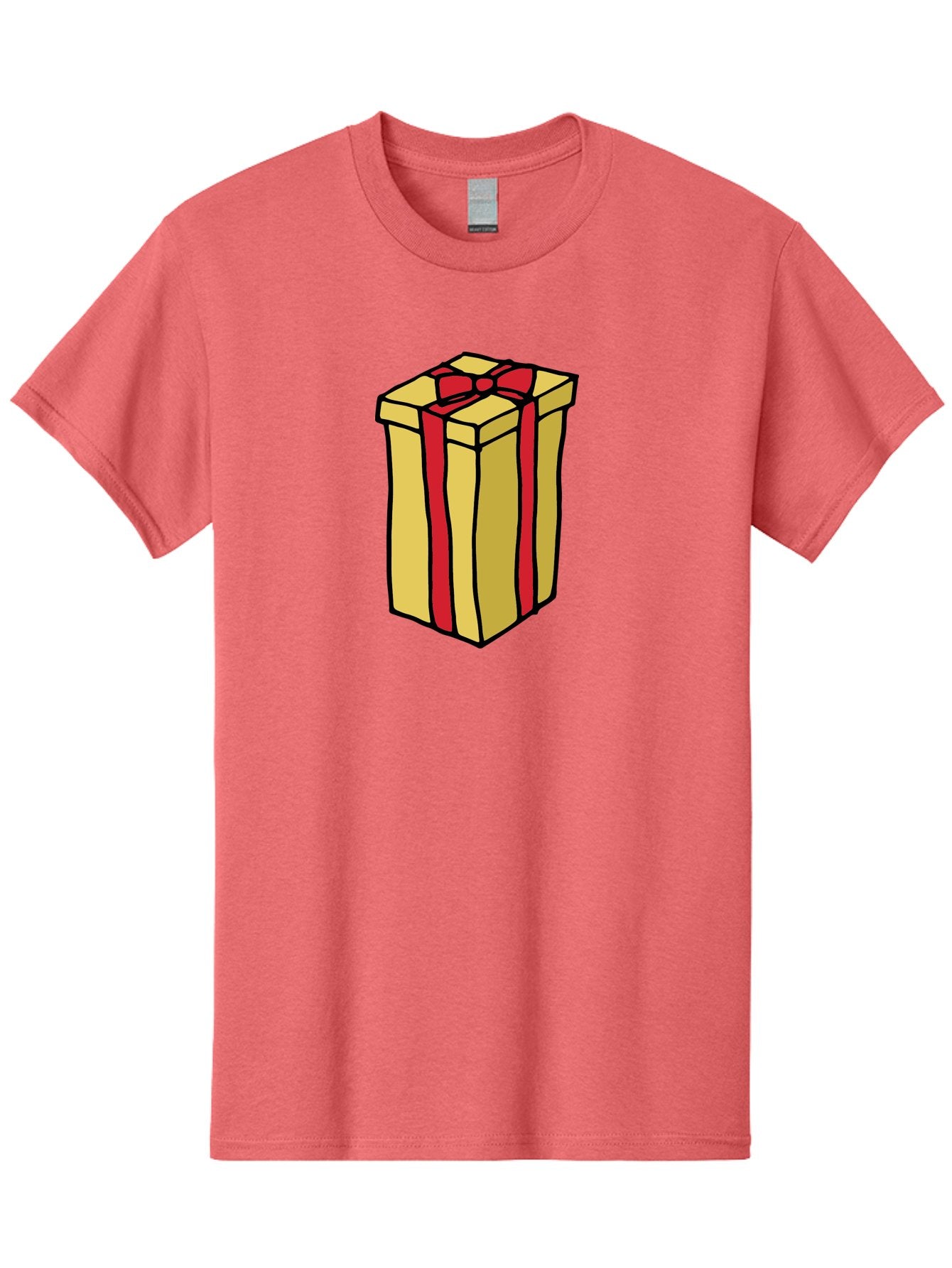 Wrapped-Gift-Box Men'S Graphic Tee, 100% Cotton, Comfortable Casual Summer Wear, Machine Washable, Gift Box, Wrapped Present, Red Ribbon, Gold Wrapping, Present, Gift, Holiday Gift, Birthday Present, Celebration Gift Aab175 3