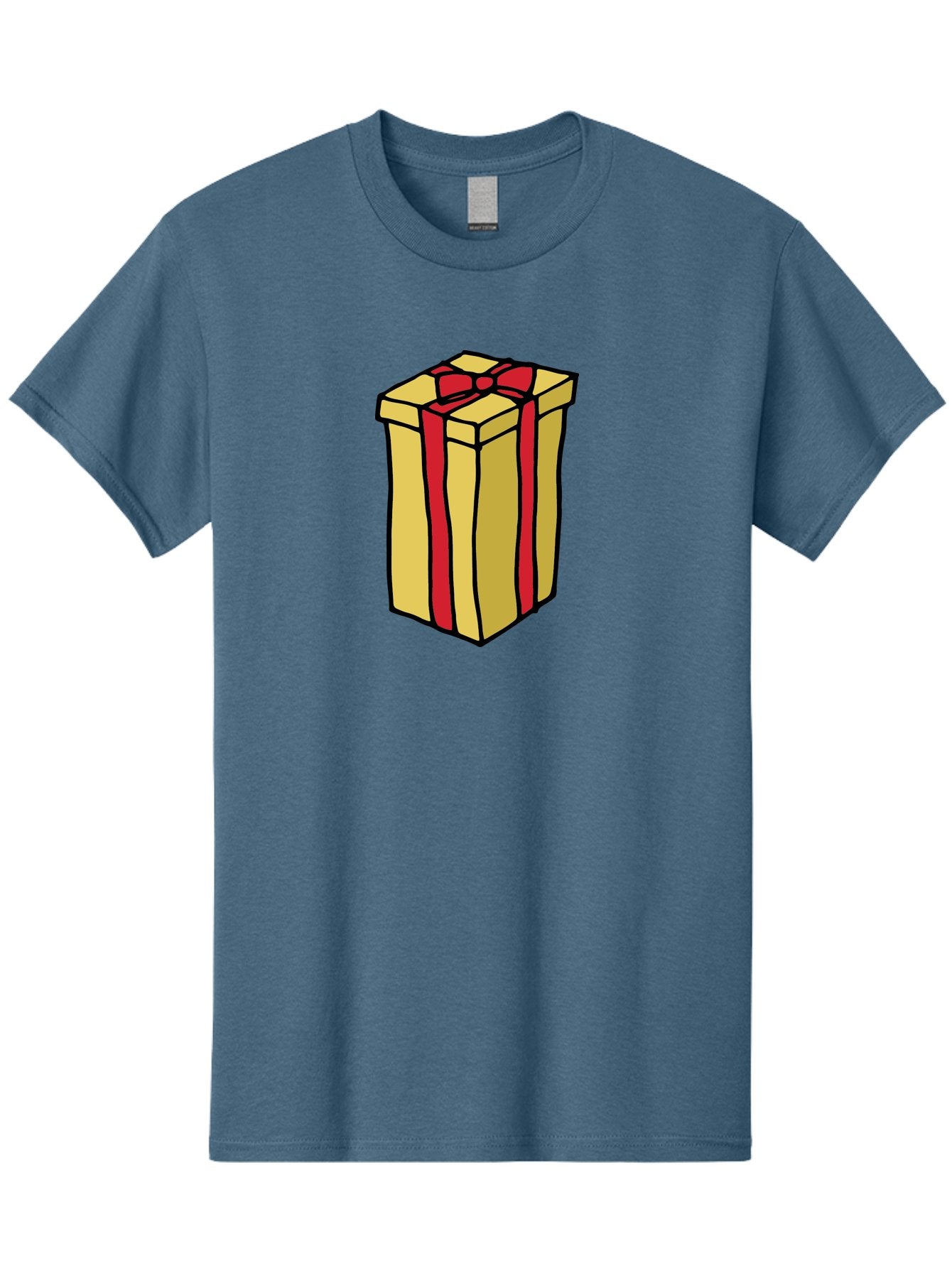Wrapped-Gift-Box Men'S Graphic Tee, 100% Cotton, Comfortable Casual Summer Wear, Machine Washable, Gift Box, Wrapped Present, Red Ribbon, Gold Wrapping, Present, Gift, Holiday Gift, Birthday Present, Celebration Gift Aab175 15