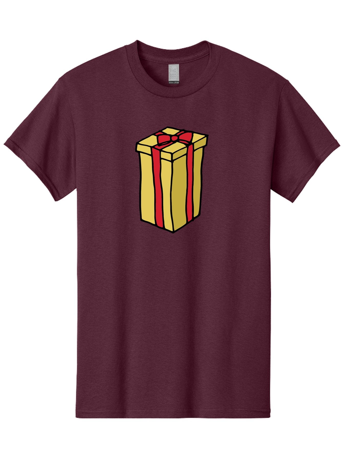 Wrapped-Gift-Box Men'S Graphic Tee, 100% Cotton, Comfortable Casual Summer Wear, Machine Washable, Gift Box, Wrapped Present, Red Ribbon, Gold Wrapping, Present, Gift, Holiday Gift, Birthday Present, Celebration Gift Aab175 5