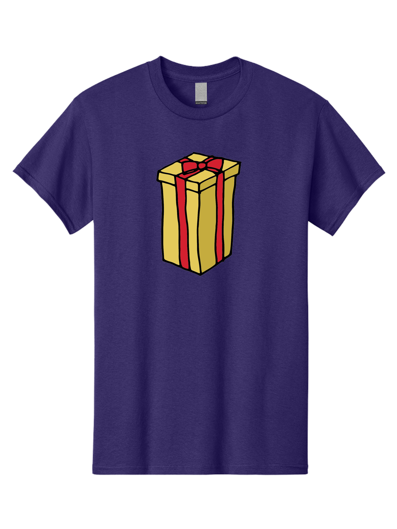 Wrapped-Gift-Box Men'S Graphic Tee, 100% Cotton, Comfortable Casual Summer Wear, Machine Washable, Gift Box, Wrapped Present, Red Ribbon, Gold Wrapping, Present, Gift, Holiday Gift, Birthday Present, Celebration Gift Aab175 25