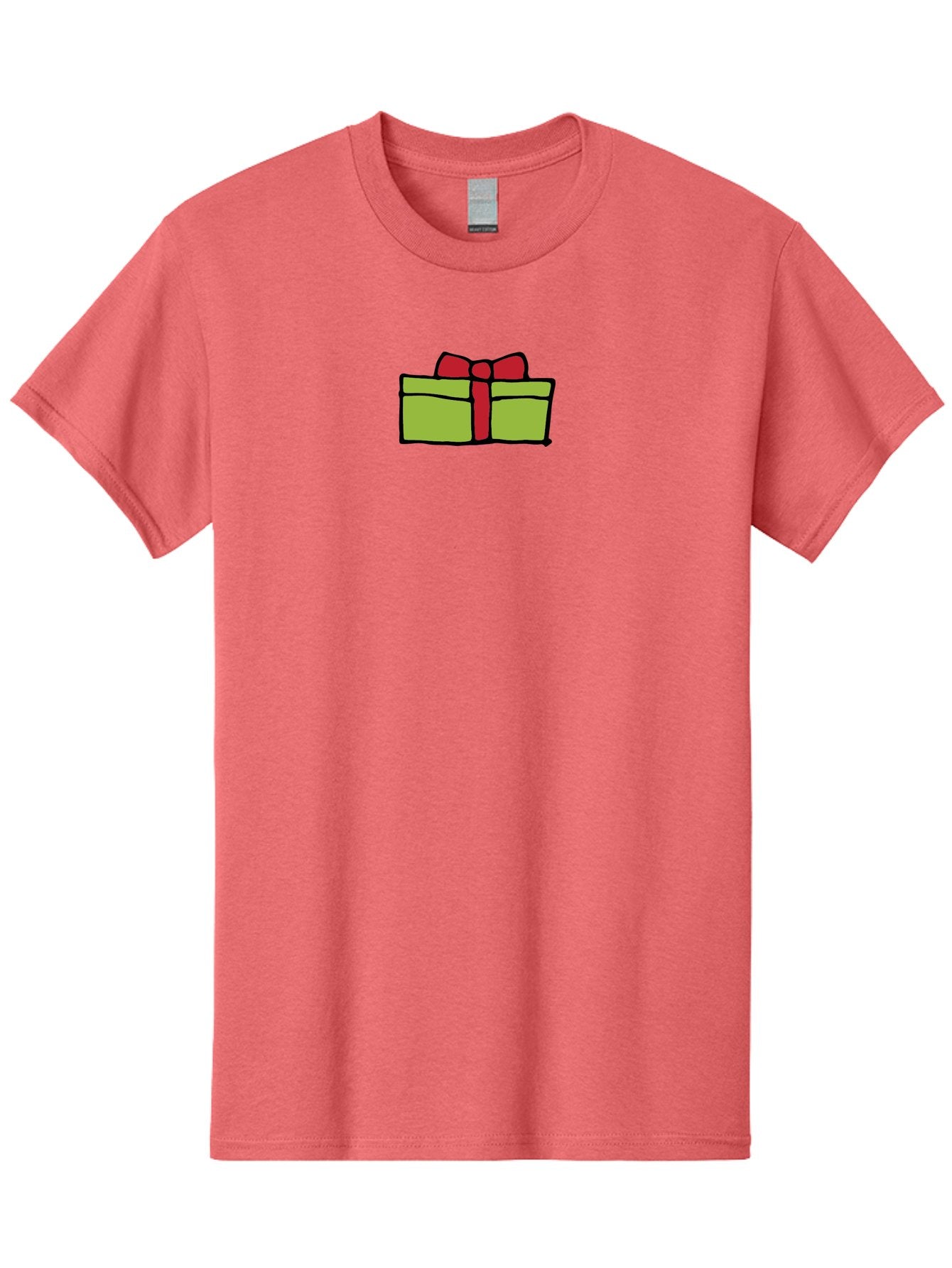 Wrapped-Gift Men'S Graphic Tee, 100% Cotton, Comfortable Casual Summer Wear, Machine Washable, Wrapped Gift, Red Bow, Festive Present, Holiday Season, Gift Giving, Celebration, Cartoon Illustration, Simple Design, Minimalist Art Aab176 4
