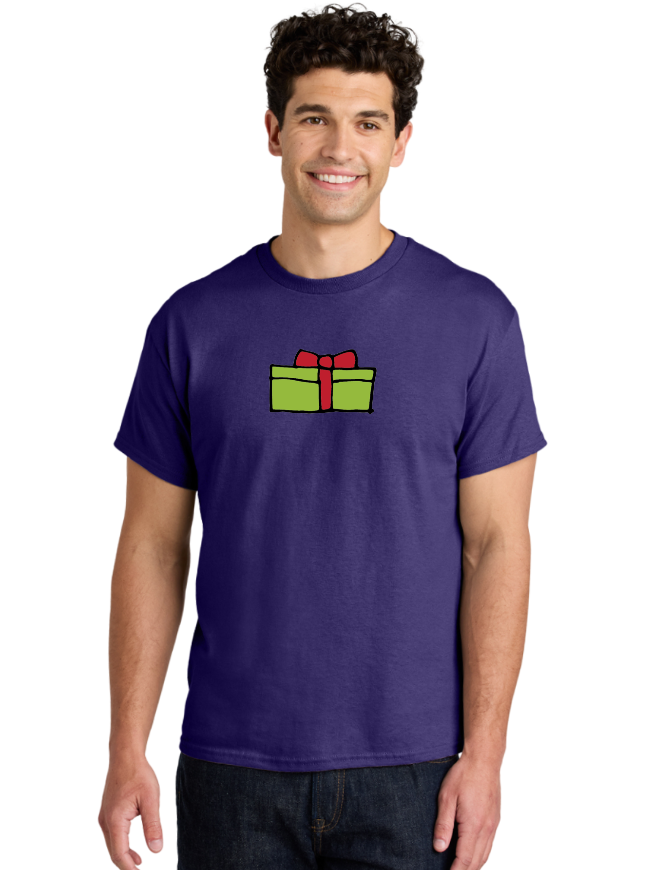 Wrapped-Gift Men'S Graphic Tee, 100% Cotton, Comfortable Casual Summer Wear, Machine Washable, Wrapped Gift, Red Bow, Festive Present, Holiday Season, Gift Giving, Celebration, Cartoon Illustration, Simple Design, Minimalist Art Aab176 28