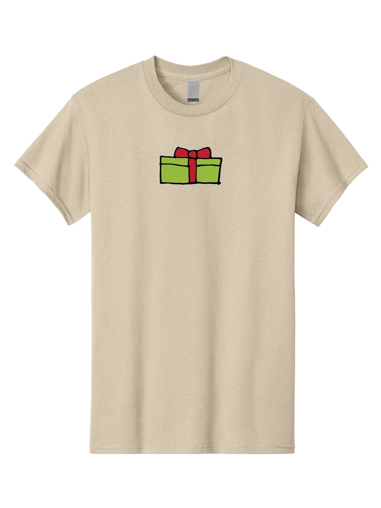 Wrapped-Gift Men'S Graphic Tee, 100% Cotton, Comfortable Casual Summer Wear, Machine Washable, Wrapped Gift, Red Bow, Festive Present, Holiday Season, Gift Giving, Celebration, Cartoon Illustration, Simple Design, Minimalist Art Aab176