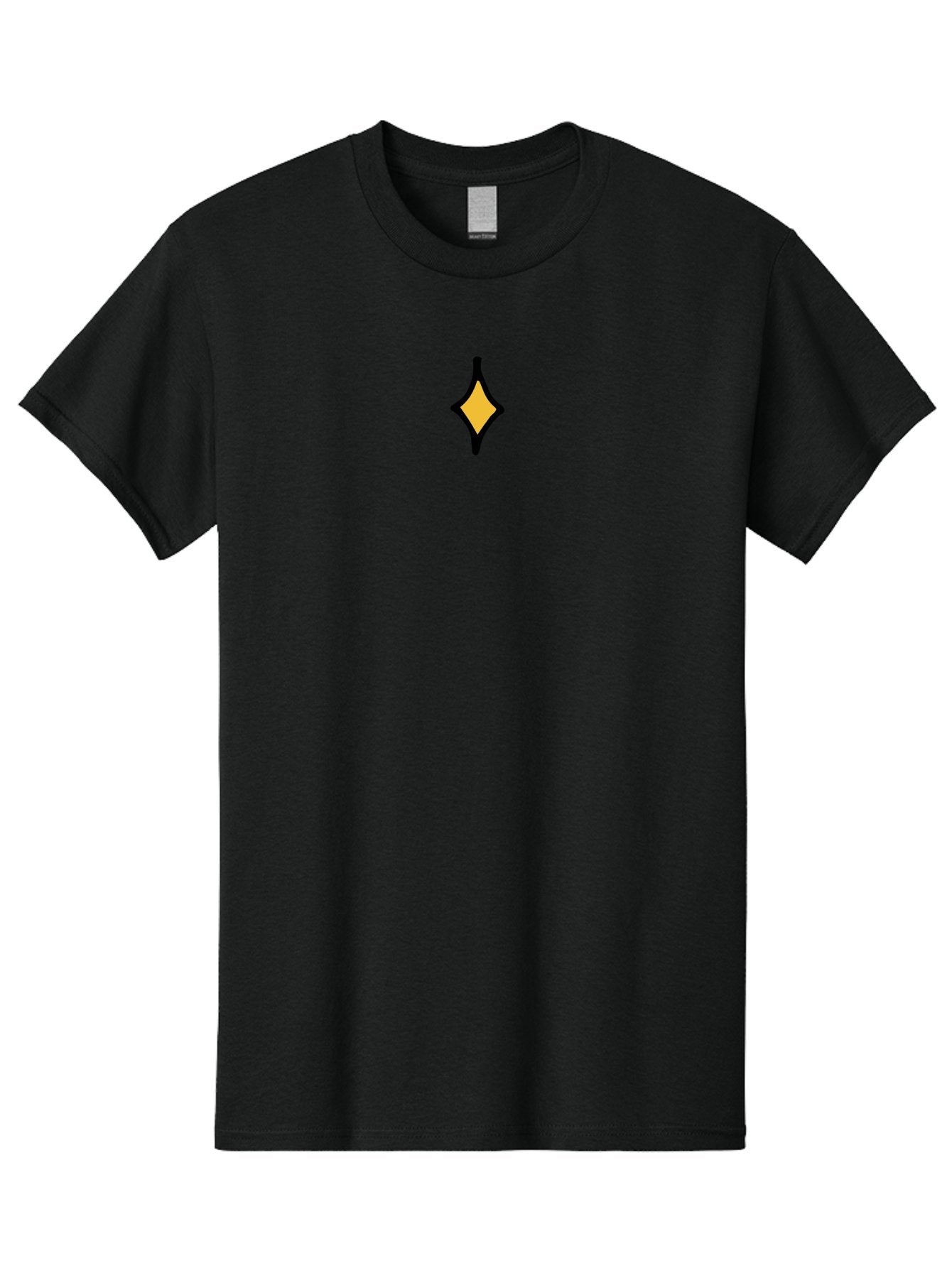 Yellow-Diamond-Shape Men'S Graphic Tee, 100% Cotton, Comfortable Casual Summer Wear, Machine Washable, Yellow Diamond, Black Outline, Simple Shape, Geometric Design, Minimalist Art, Abstract Symbol, Modern Graphic, Sleek Pattern Aab178