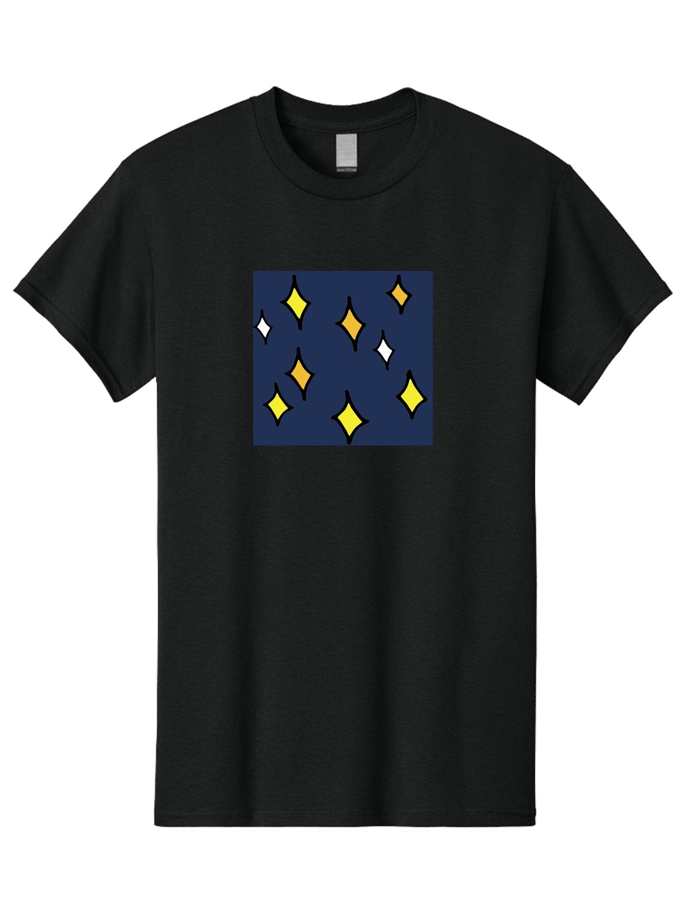 Yellow-Diamonds Men'S Graphic Tee, 100% Cotton, Comfortable Casual Summer Wear, Machine Washable, Diamond Shapes, Yellow And White Diamonds, Dark Blue Background, Abstract Design, Modern Art, Minimalist Style, Geometric Pattern, Aab180 15