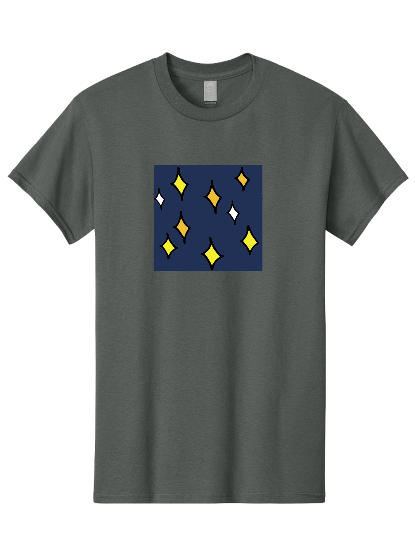 Yellow-Diamonds Men'S Graphic Tee, 100% Cotton, Comfortable Casual Summer Wear, Machine Washable, Diamond Shapes, Yellow And White Diamonds, Dark Blue Background, Abstract Design, Modern Art, Minimalist Style, Geometric Pattern, Aab180 11