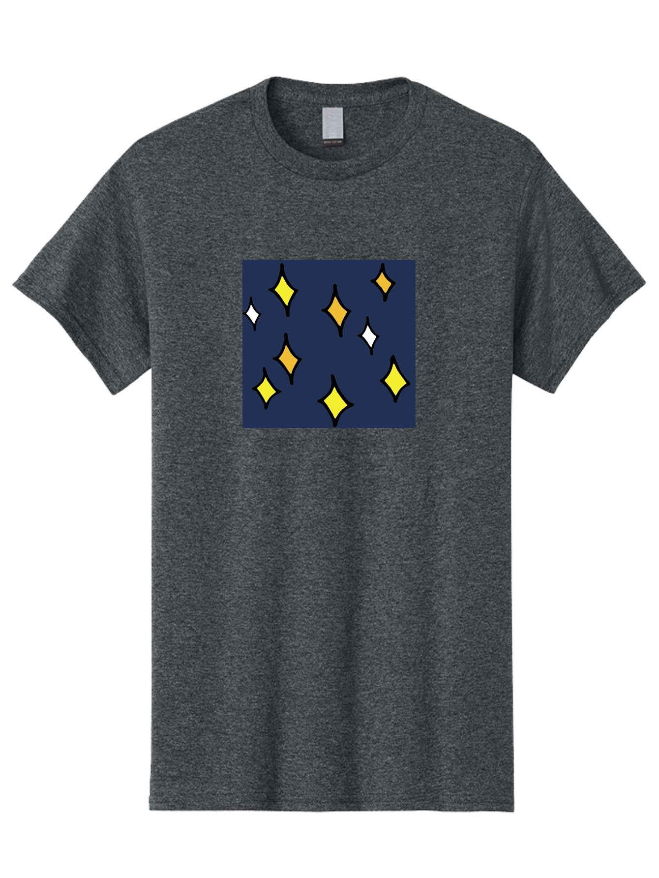 Yellow-Diamonds Men'S Graphic Tee, 100% Cotton, Comfortable Casual Summer Wear, Machine Washable, Diamond Shapes, Yellow And White Diamonds, Dark Blue Background, Abstract Design, Modern Art, Minimalist Style, Geometric Pattern, Aab180
