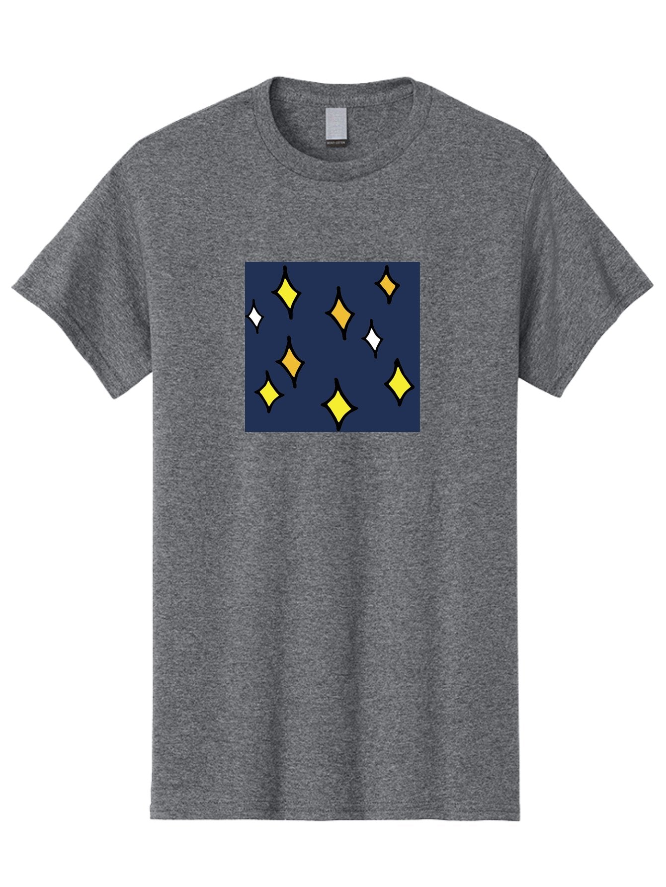 Yellow-Diamonds Men'S Graphic Tee, 100% Cotton, Comfortable Casual Summer Wear, Machine Washable, Diamond Shapes, Yellow And White Diamonds, Dark Blue Background, Abstract Design, Modern Art, Minimalist Style, Geometric Pattern, Aab180 11