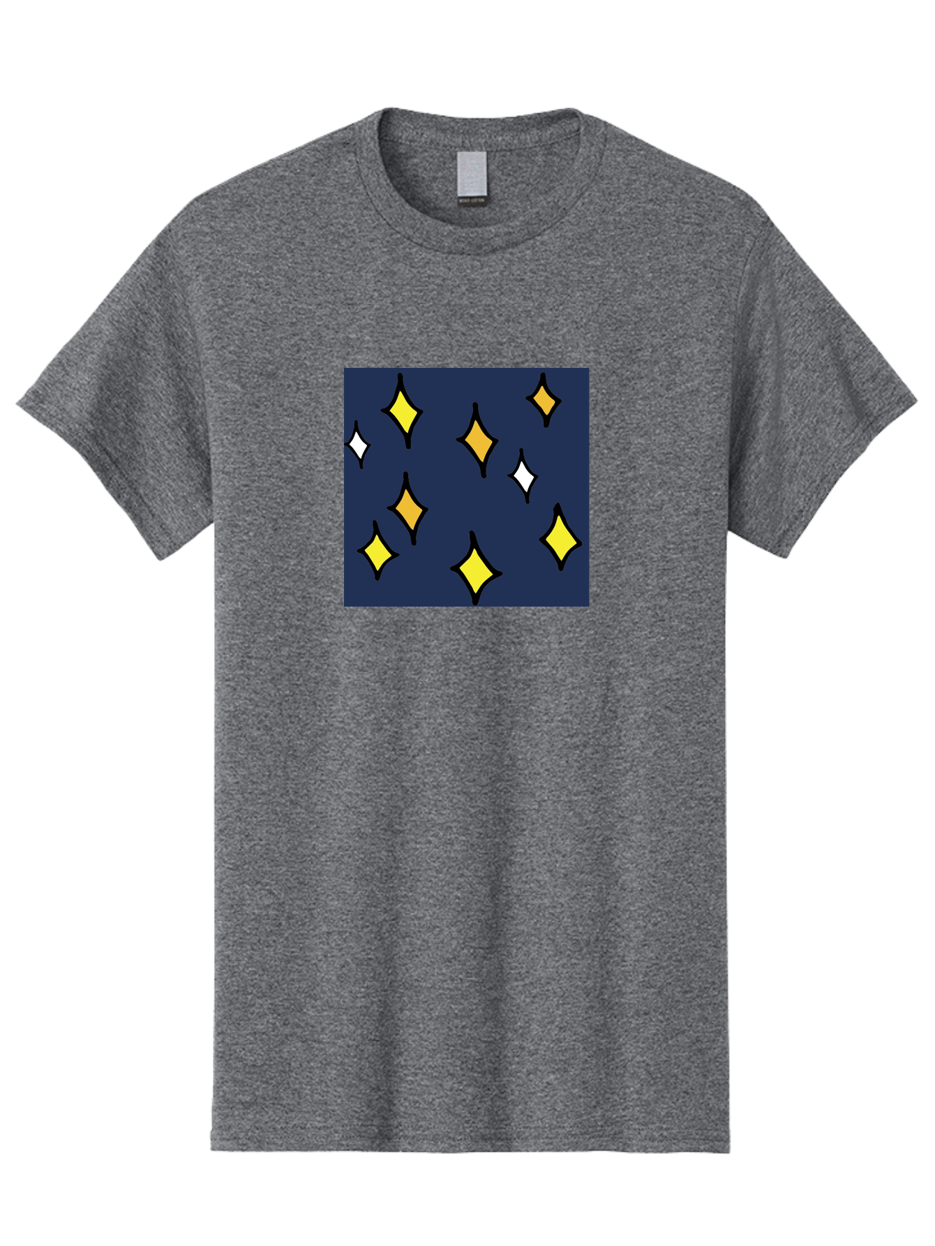 Yellow-Diamonds Men'S Graphic Tee, 100% Cotton, Comfortable Casual Summer Wear, Machine Washable, Diamond Shapes, Yellow And White Diamonds, Dark Blue Background, Abstract Design, Modern Art, Minimalist Style, Geometric Pattern, Aab180 7