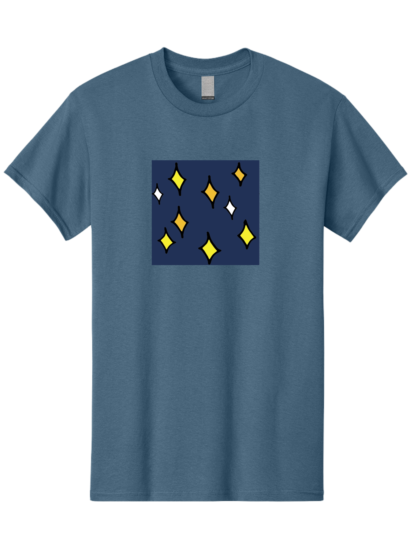 Yellow-Diamonds Men'S Graphic Tee, 100% Cotton, Comfortable Casual Summer Wear, Machine Washable, Diamond Shapes, Yellow And White Diamonds, Dark Blue Background, Abstract Design, Modern Art, Minimalist Style, Geometric Pattern, Aab180 19