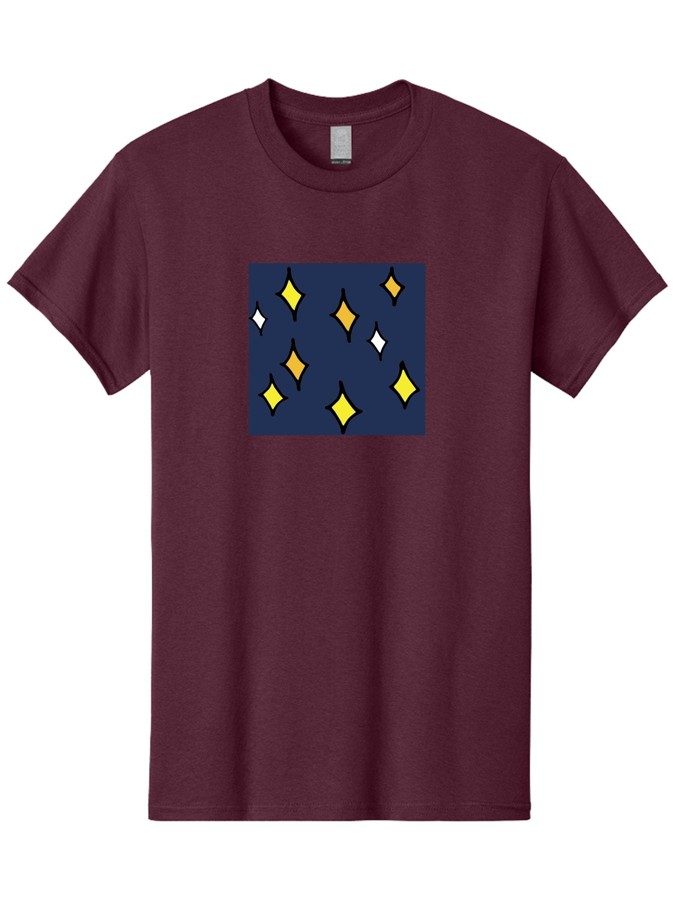 Yellow-Diamonds Men'S Graphic Tee, 100% Cotton, Comfortable Casual Summer Wear, Machine Washable, Diamond Shapes, Yellow And White Diamonds, Dark Blue Background, Abstract Design, Modern Art, Minimalist Style, Geometric Pattern, Aab180 7