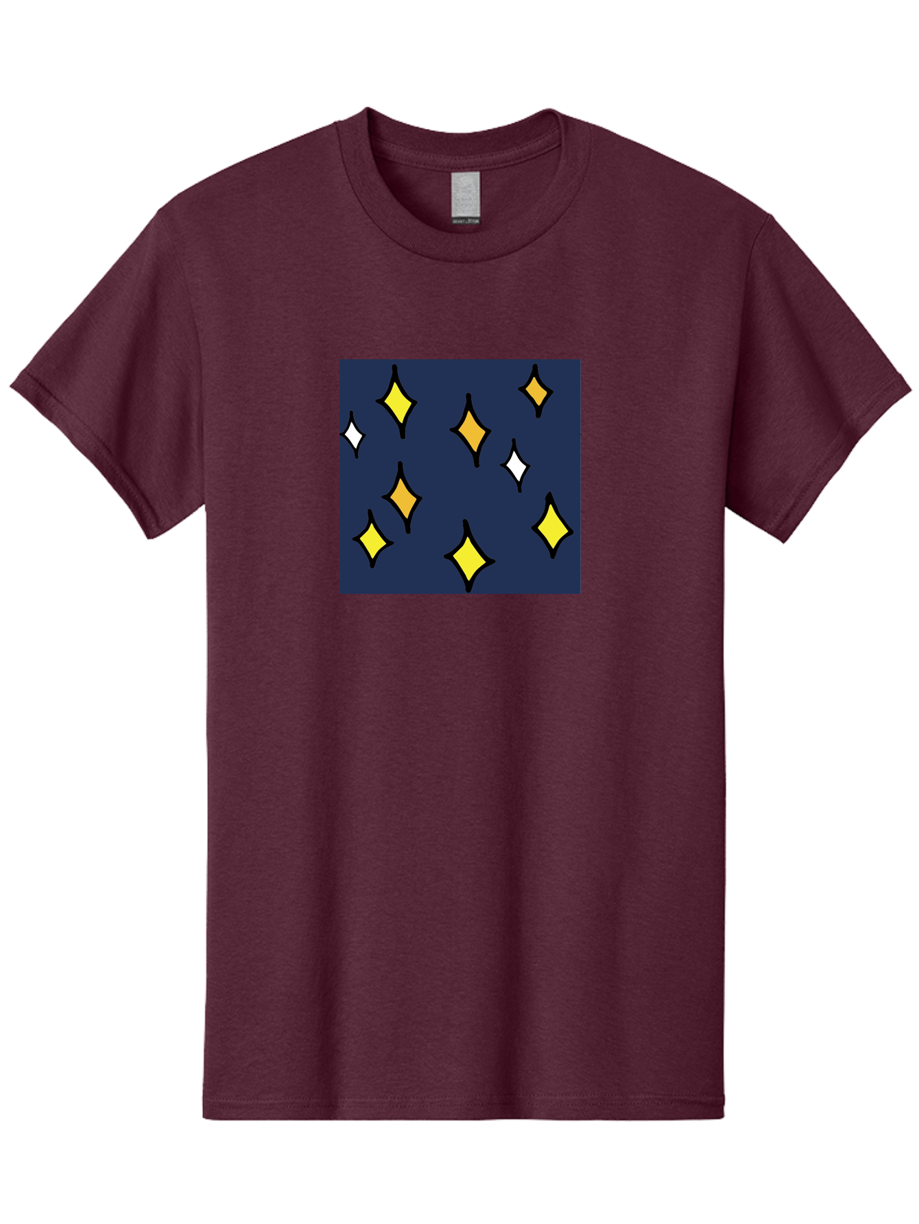 Yellow-Diamonds Men'S Graphic Tee, 100% Cotton, Comfortable Casual Summer Wear, Machine Washable, Diamond Shapes, Yellow And White Diamonds, Dark Blue Background, Abstract Design, Modern Art, Minimalist Style, Geometric Pattern, Aab180 25