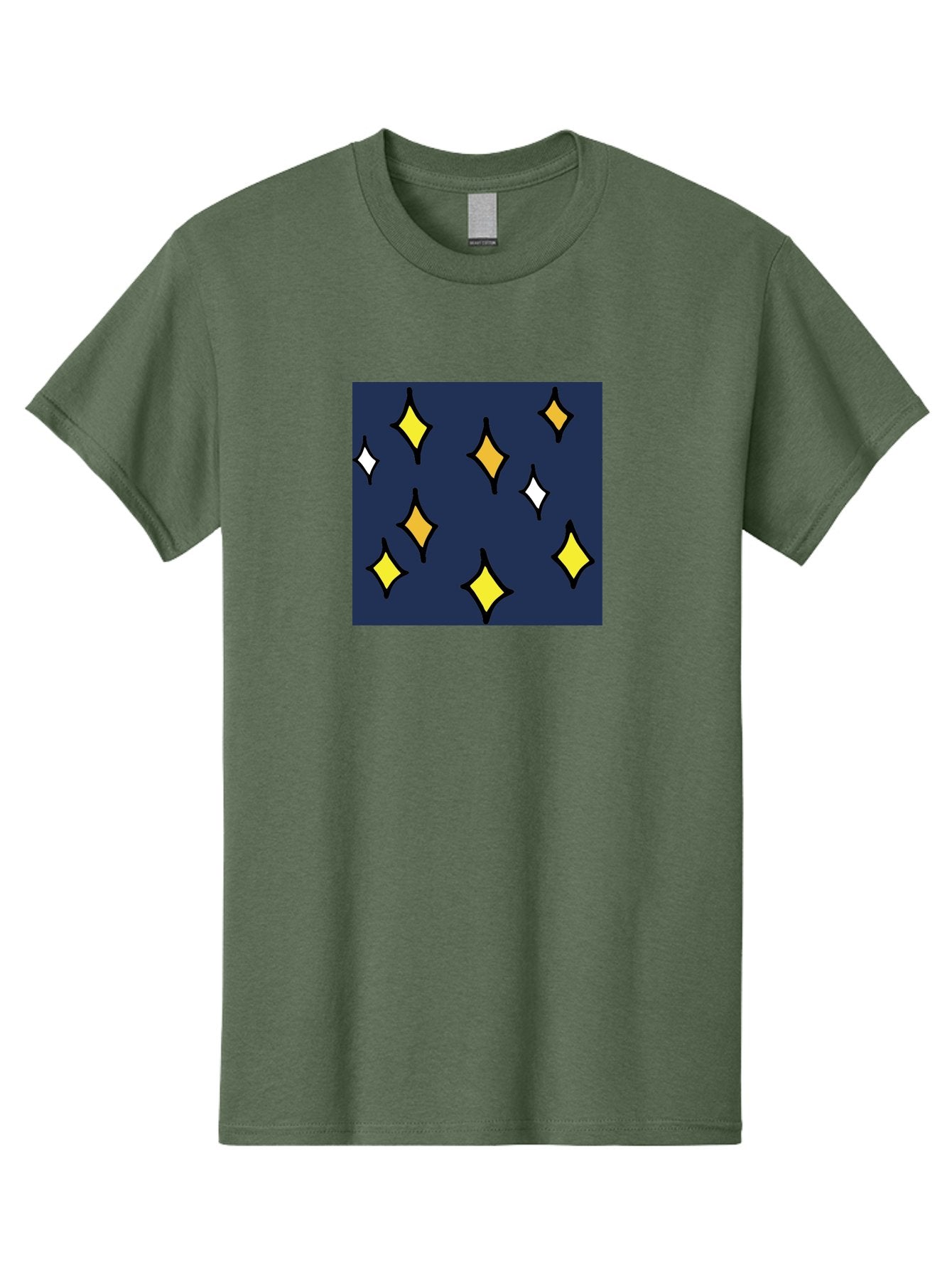 Yellow-Diamonds Men'S Graphic Tee, 100% Cotton, Comfortable Casual Summer Wear, Machine Washable, Diamond Shapes, Yellow And White Diamonds, Dark Blue Background, Abstract Design, Modern Art, Minimalist Style, Geometric Pattern, Aab180 9