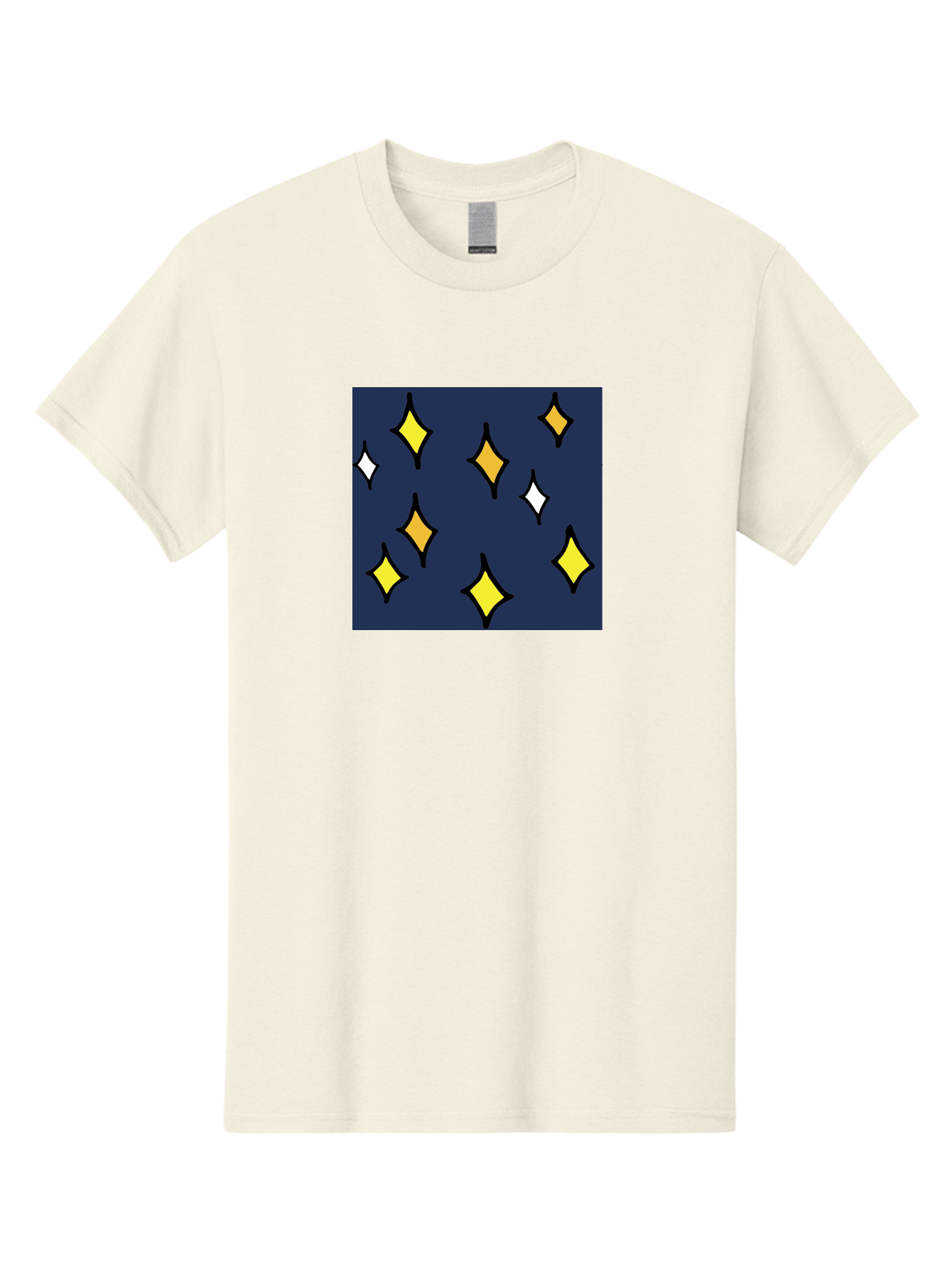 Yellow-Diamonds Men'S Graphic Tee, 100% Cotton, Comfortable Casual Summer Wear, Machine Washable, Diamond Shapes, Yellow And White Diamonds, Dark Blue Background, Abstract Design, Modern Art, Minimalist Style, Geometric Pattern, Aab180 3