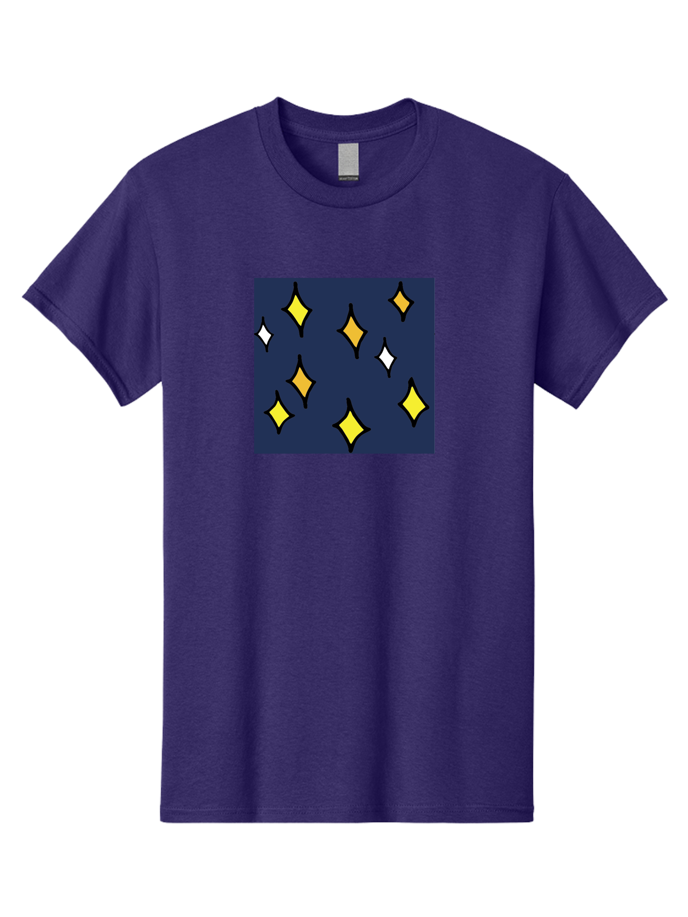 Yellow-Diamonds Men'S Graphic Tee, 100% Cotton, Comfortable Casual Summer Wear, Machine Washable, Diamond Shapes, Yellow And White Diamonds, Dark Blue Background, Abstract Design, Modern Art, Minimalist Style, Geometric Pattern, Aab180 23