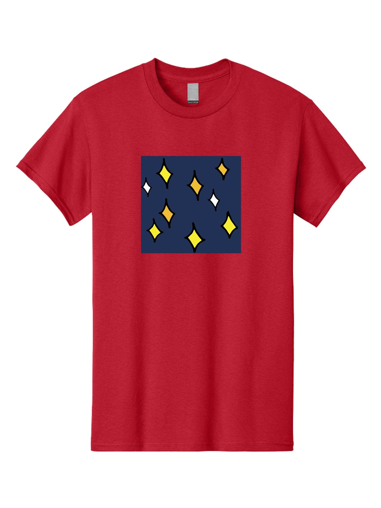 Yellow-Diamonds Men'S Graphic Tee, 100% Cotton, Comfortable Casual Summer Wear, Machine Washable, Diamond Shapes, Yellow And White Diamonds, Dark Blue Background, Abstract Design, Modern Art, Minimalist Style, Geometric Pattern, Aab180 3