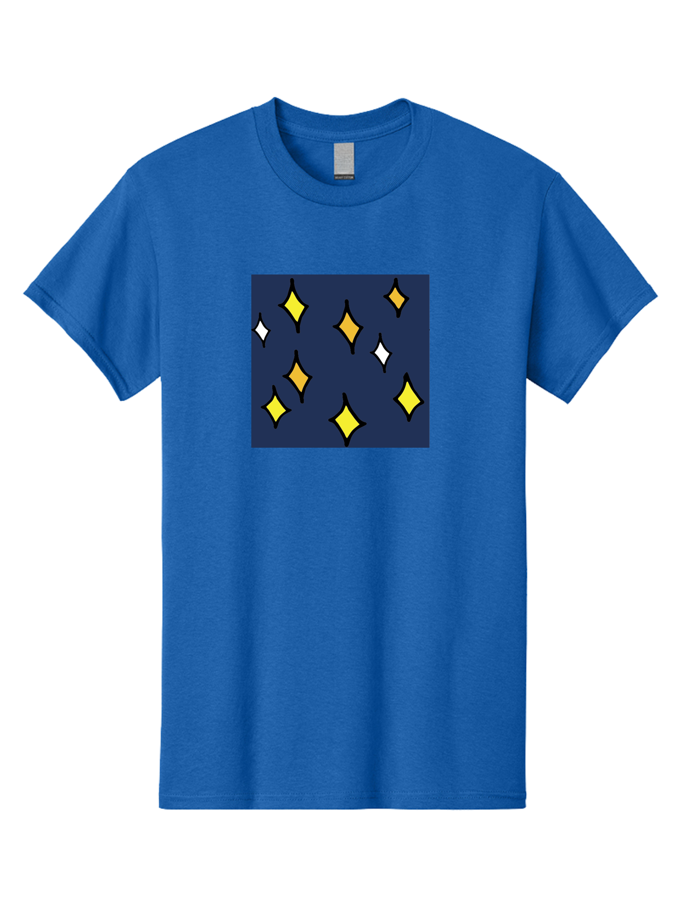 Yellow-Diamonds Men'S Graphic Tee, 100% Cotton, Comfortable Casual Summer Wear, Machine Washable, Diamond Shapes, Yellow And White Diamonds, Dark Blue Background, Abstract Design, Modern Art, Minimalist Style, Geometric Pattern, Aab180 27