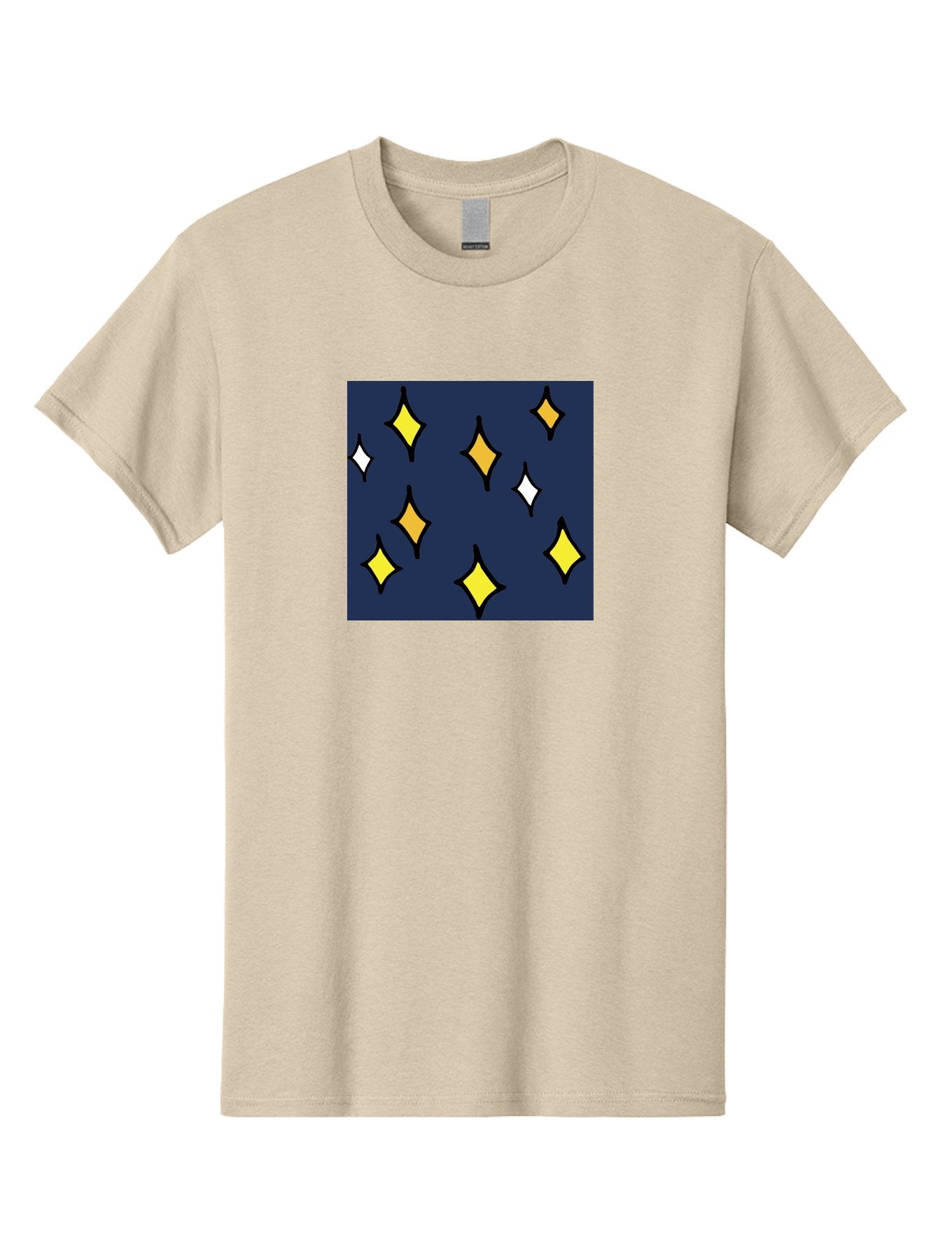 Yellow-Diamonds Men'S Graphic Tee, 100% Cotton, Comfortable Casual Summer Wear, Machine Washable, Diamond Shapes, Yellow And White Diamonds, Dark Blue Background, Abstract Design, Modern Art, Minimalist Style, Geometric Pattern, Aab180 5