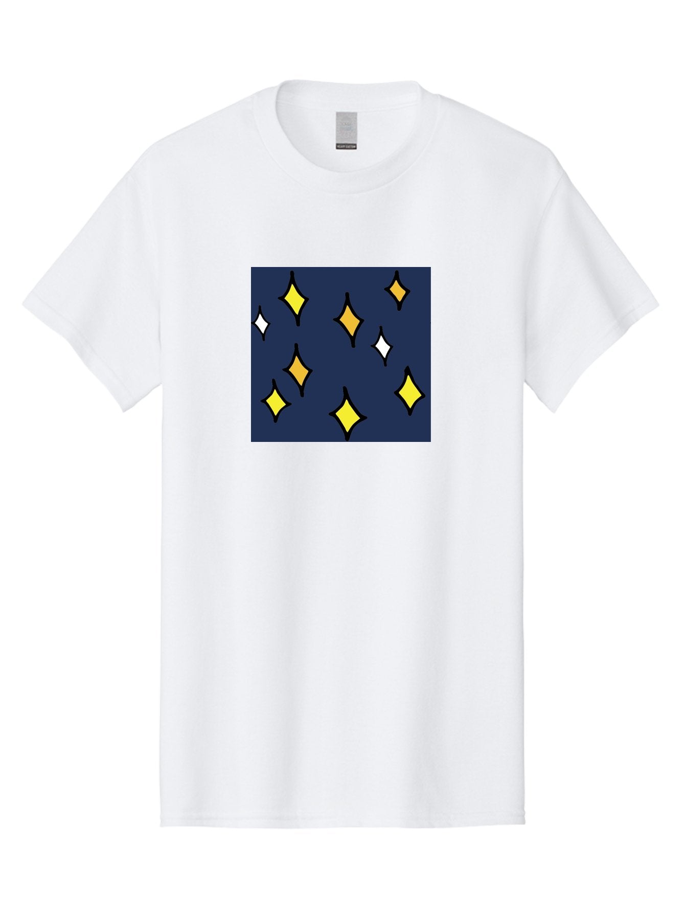 Yellow-Diamonds Men'S Graphic Tee, 100% Cotton, Comfortable Casual Summer Wear, Machine Washable, Diamond Shapes, Yellow And White Diamonds, Dark Blue Background, Abstract Design, Modern Art, Minimalist Style, Geometric Pattern, Aab180 13