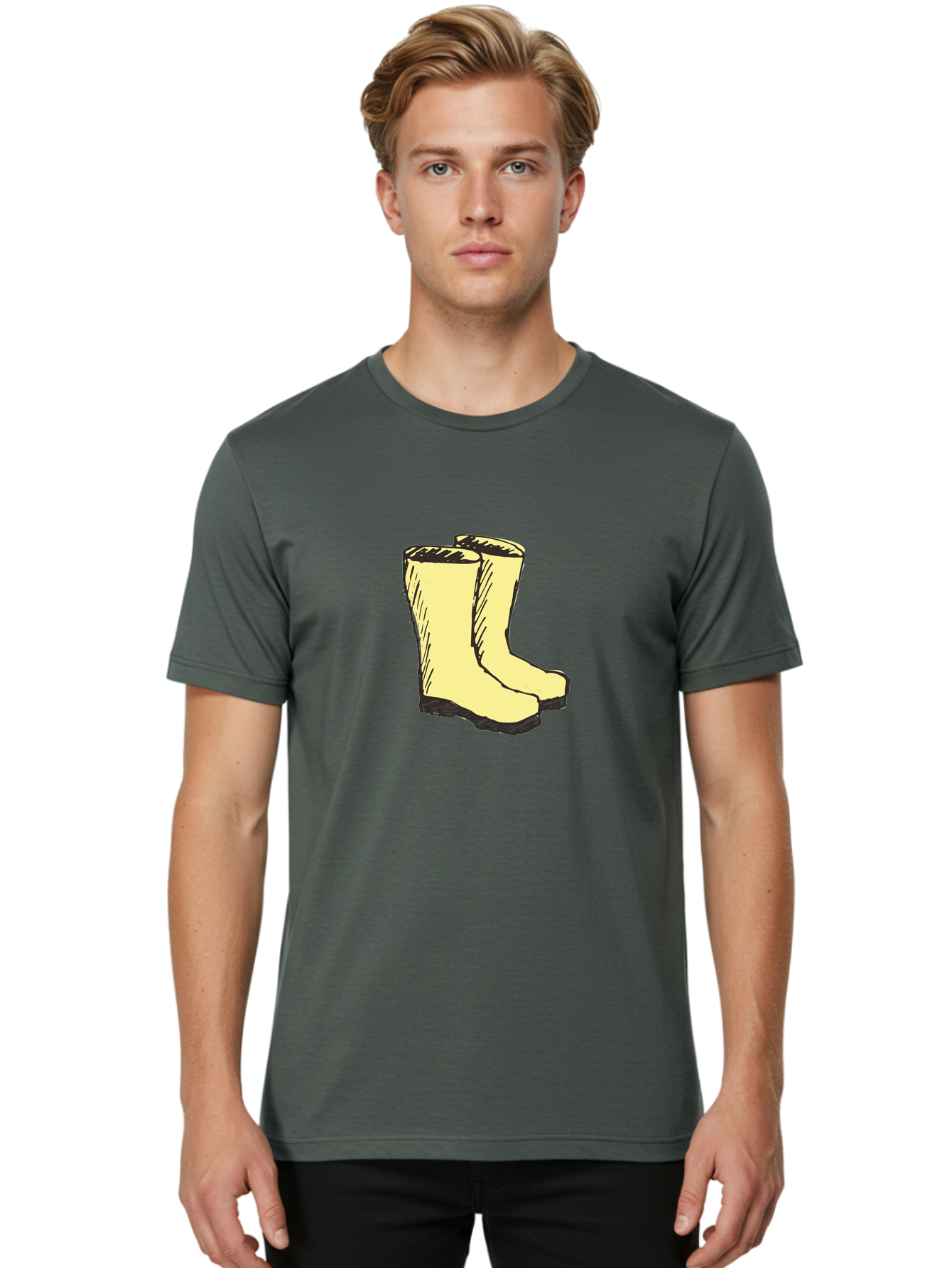 Yellow-Rain-Boots Men'S Graphic Tee, 100% Cotton, Comfortable Casual Summer Wear, Machine Washable, Yellow Rain Boots, Waterproof Footwear, Outdoor Gear, Rubber Boots, Hiking Boots, Fashion Boots, Rugged Style, Casual Wear, Outdoor Activities Aab183 28