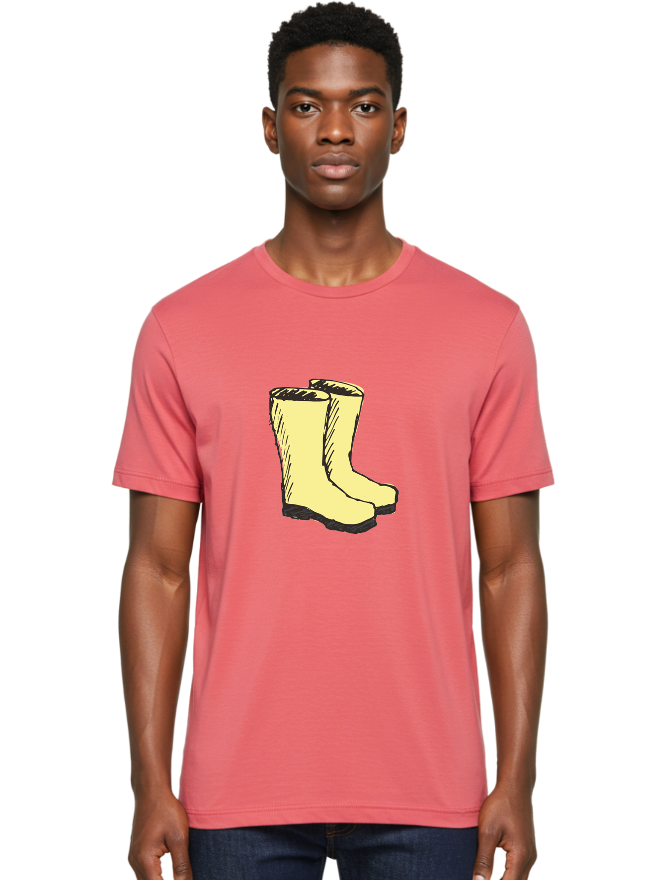 Yellow-Rain-Boots Men'S Graphic Tee, 100% Cotton, Comfortable Casual Summer Wear, Machine Washable, Yellow Rain Boots, Waterproof Footwear, Outdoor Gear, Rubber Boots, Hiking Boots, Fashion Boots, Rugged Style, Casual Wear, Outdoor Activities Aab183 10