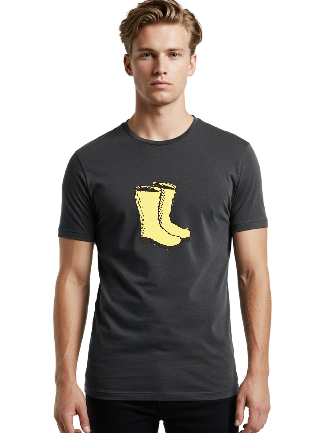 Yellow-Rain-Boots Men'S Graphic Tee, 100% Cotton, Comfortable Casual Summer Wear, Machine Washable, Yellow Rain Boots, Waterproof Footwear, Outdoor Gear, Rubber Boots, Hiking Boots, Fashion Boots, Rugged Style, Casual Wear, Outdoor Activities Aab183 19