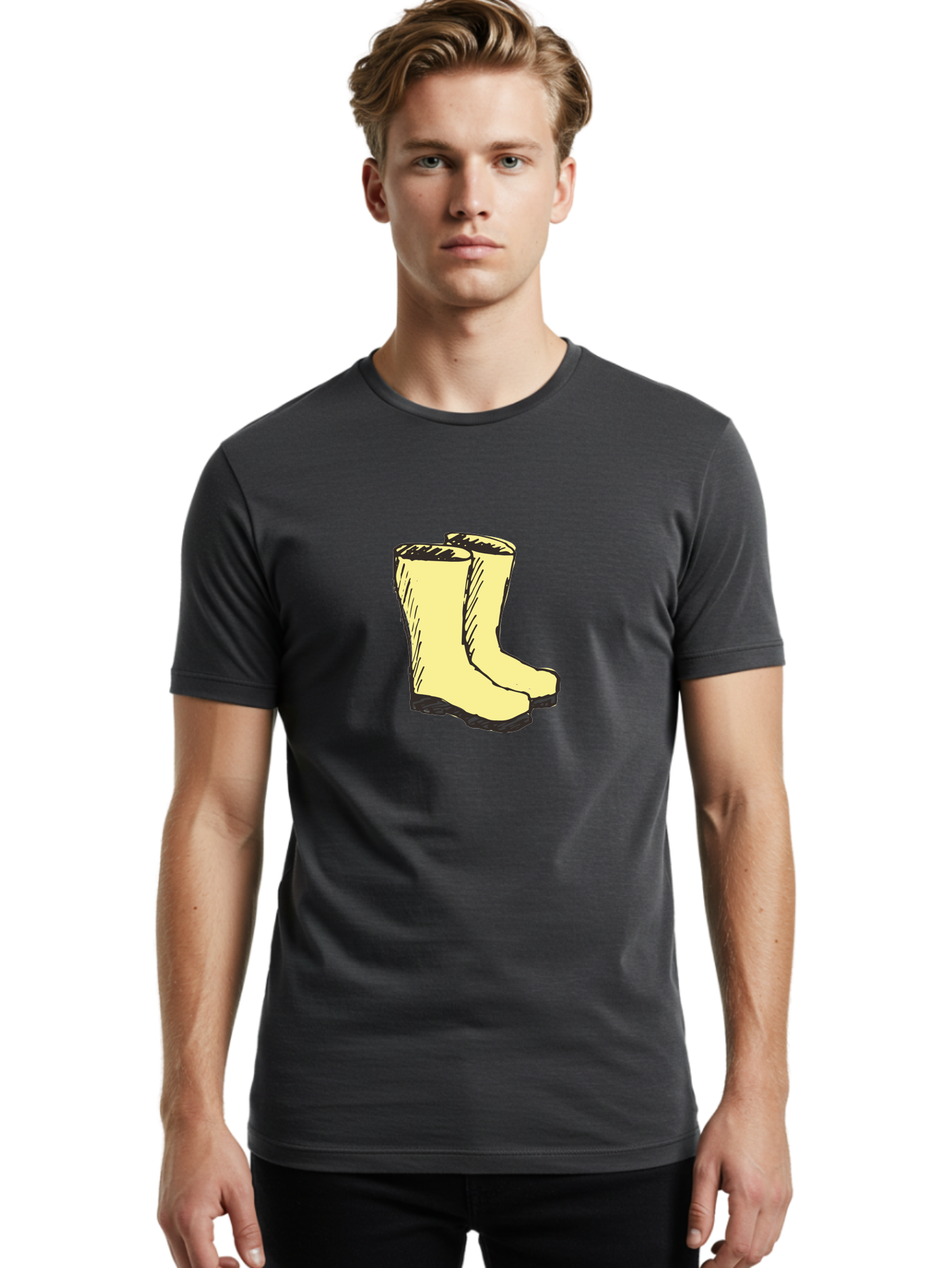 Yellow-Rain-Boots Men'S Graphic Tee, 100% Cotton, Comfortable Casual Summer Wear, Machine Washable, Yellow Rain Boots, Waterproof Footwear, Outdoor Gear, Rubber Boots, Hiking Boots, Fashion Boots, Rugged Style, Casual Wear, Outdoor Activities Aab183 22