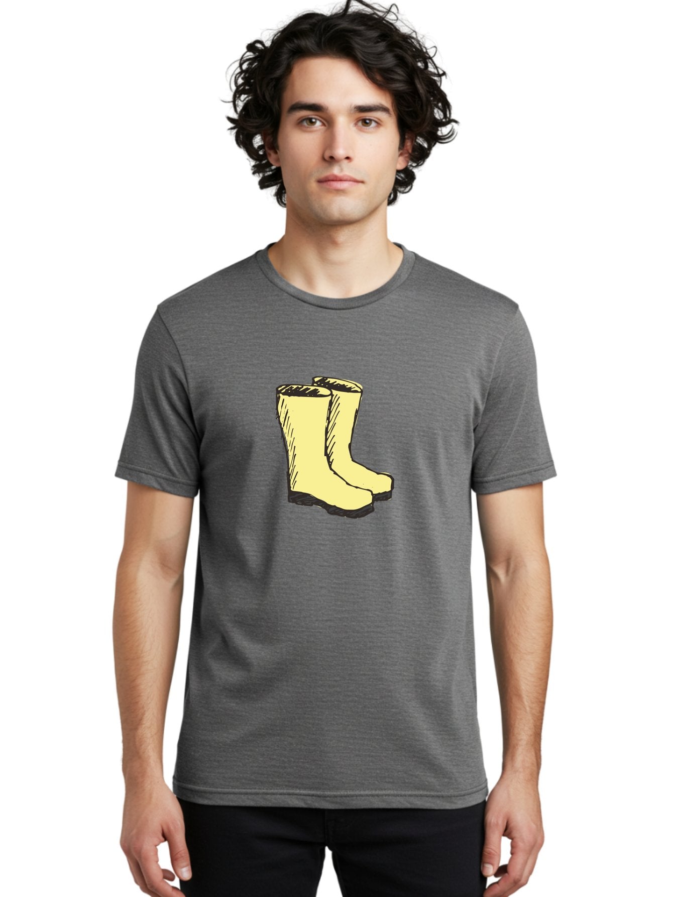 Yellow-Rain-Boots Men'S Graphic Tee, 100% Cotton, Comfortable Casual Summer Wear, Machine Washable, Yellow Rain Boots, Waterproof Footwear, Outdoor Gear, Rubber Boots, Hiking Boots, Fashion Boots, Rugged Style, Casual Wear, Outdoor Activities Aab183 23