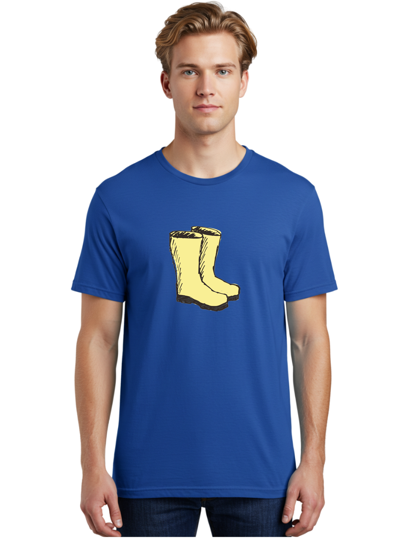Yellow-Rain-Boots Men'S Graphic Tee, 100% Cotton, Comfortable Casual Summer Wear, Machine Washable, Yellow Rain Boots, Waterproof Footwear, Outdoor Gear, Rubber Boots, Hiking Boots, Fashion Boots, Rugged Style, Casual Wear, Outdoor Activities Aab183 4