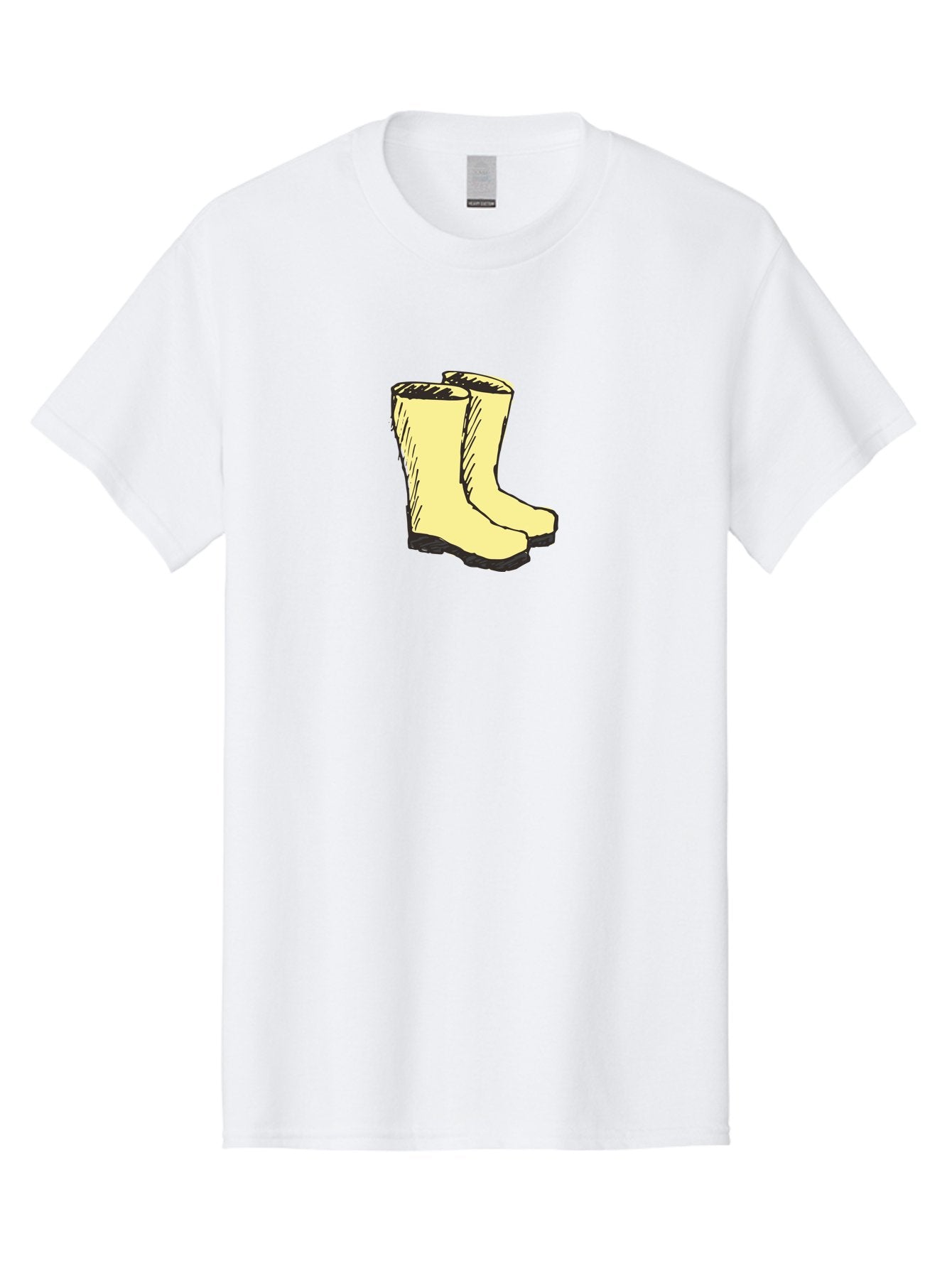 Yellow-Rain-Boots Men'S Graphic Tee, 100% Cotton, Comfortable Casual Summer Wear, Machine Washable, Yellow Rain Boots, Waterproof Footwear, Outdoor Gear, Rubber Boots, Hiking Boots, Fashion Boots, Rugged Style, Casual Wear, Outdoor Activities Aab183 6