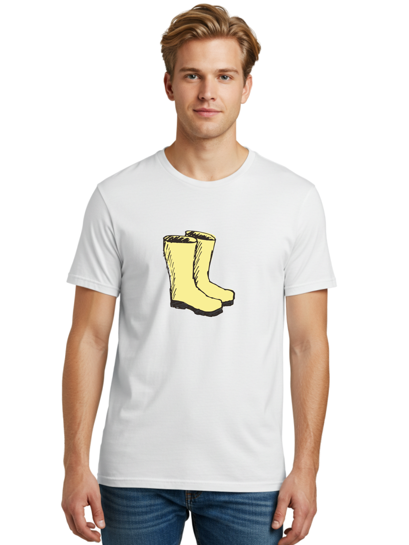 Yellow-Rain-Boots Men'S Graphic Tee, 100% Cotton, Comfortable Casual Summer Wear, Machine Washable, Yellow Rain Boots, Waterproof Footwear, Outdoor Gear, Rubber Boots, Hiking Boots, Fashion Boots, Rugged Style, Casual Wear, Outdoor Activities Aab183 14