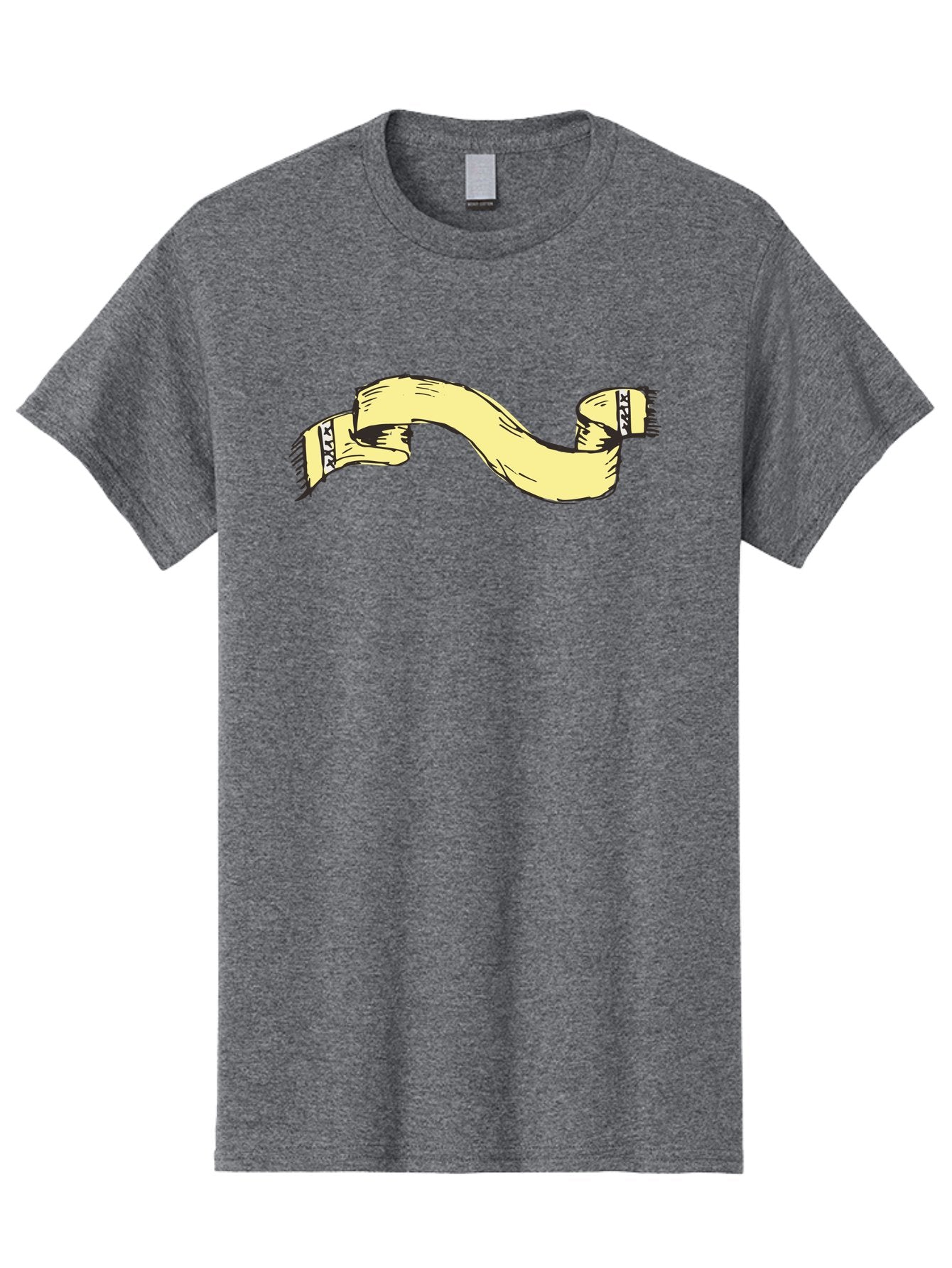 Yellow-Ribbon Men'S Graphic Tee, 100% Cotton, Comfortable Casual Summer Wear, Machine Washable, Parallax Banner, Ribbon Decoration, Vintage Design, Hand-Drawn Illustration, Scroll Element, Banner Template, Retro Style, Decorative Ribbon Aab184 3