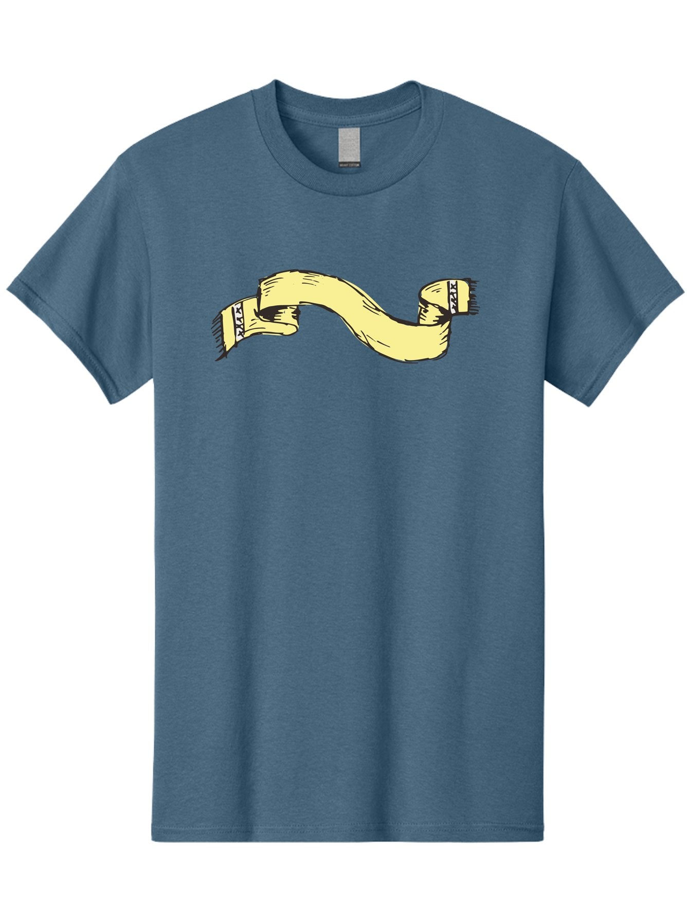 Yellow-Ribbon Men'S Graphic Tee, 100% Cotton, Comfortable Casual Summer Wear, Machine Washable, Parallax Banner, Ribbon Decoration, Vintage Design, Hand-Drawn Illustration, Scroll Element, Banner Template, Retro Style, Decorative Ribbon Aab184 5