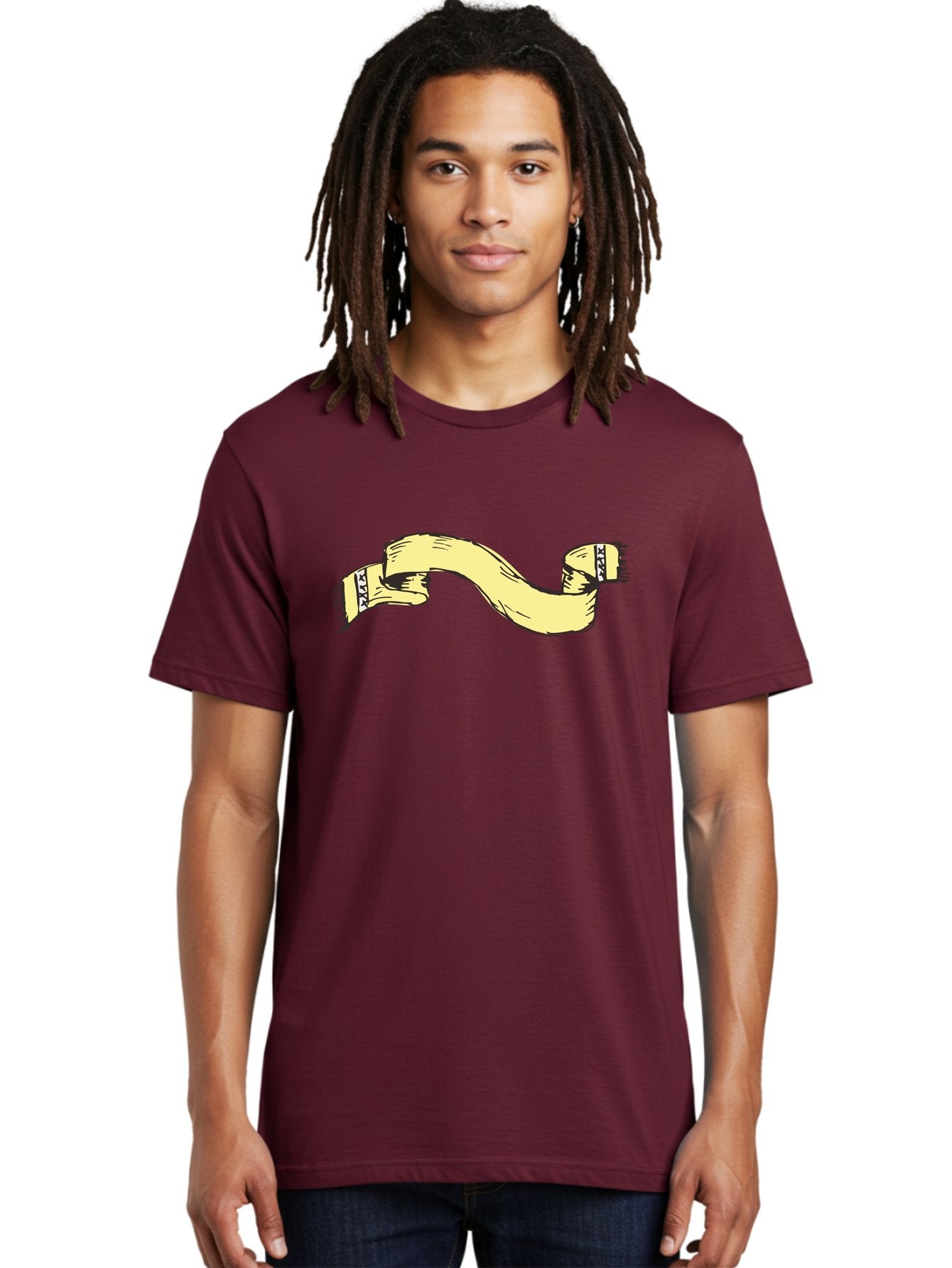 Yellow-Ribbon Men'S Graphic Tee, 100% Cotton, Comfortable Casual Summer Wear, Machine Washable, Parallax Banner, Ribbon Decoration, Vintage Design, Hand-Drawn Illustration, Scroll Element, Banner Template, Retro Style, Decorative Ribbon Aab184 26